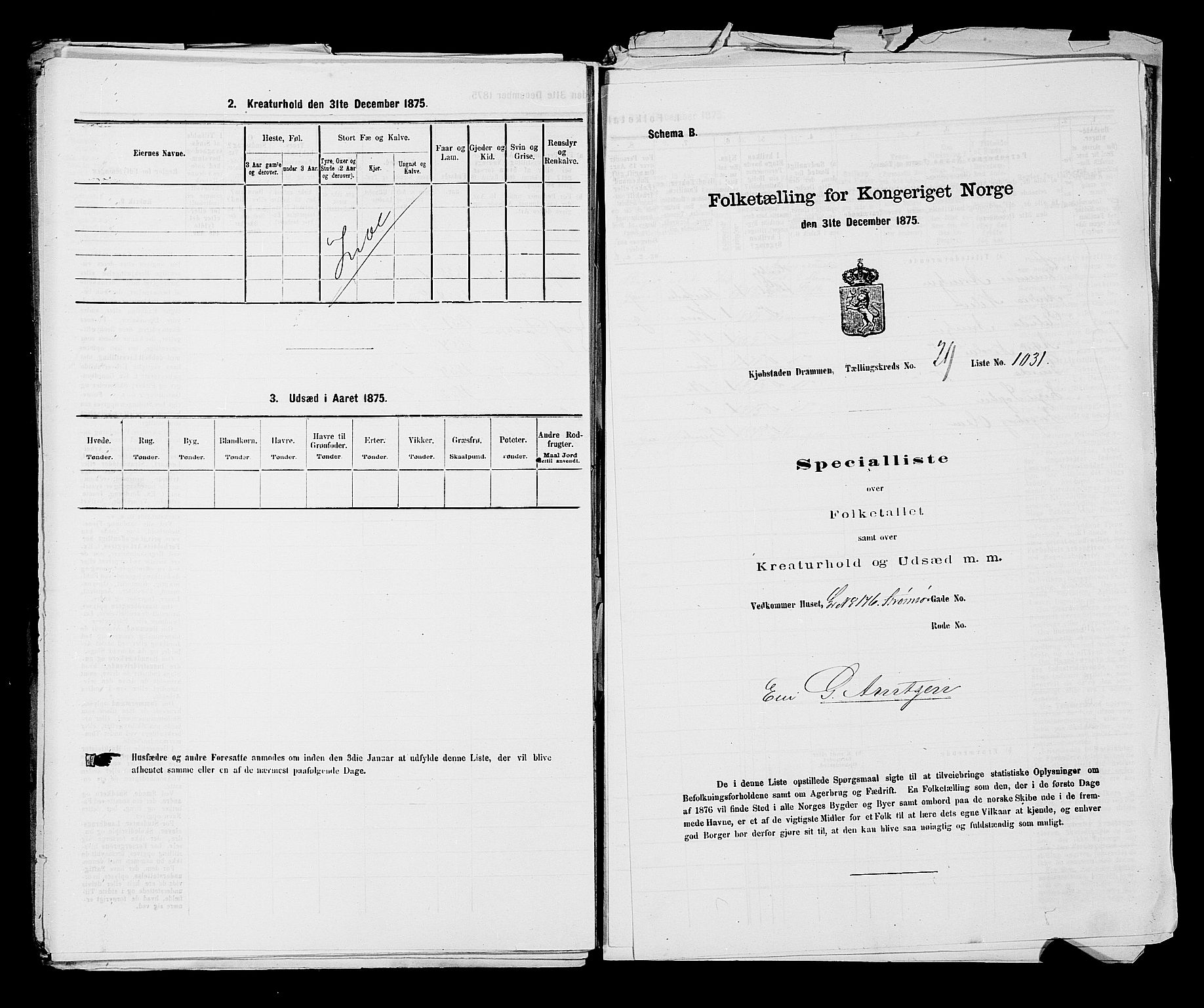 SAKO, Folketelling 1875 for 0602 Drammen kjøpstad, 1875, s. 2765