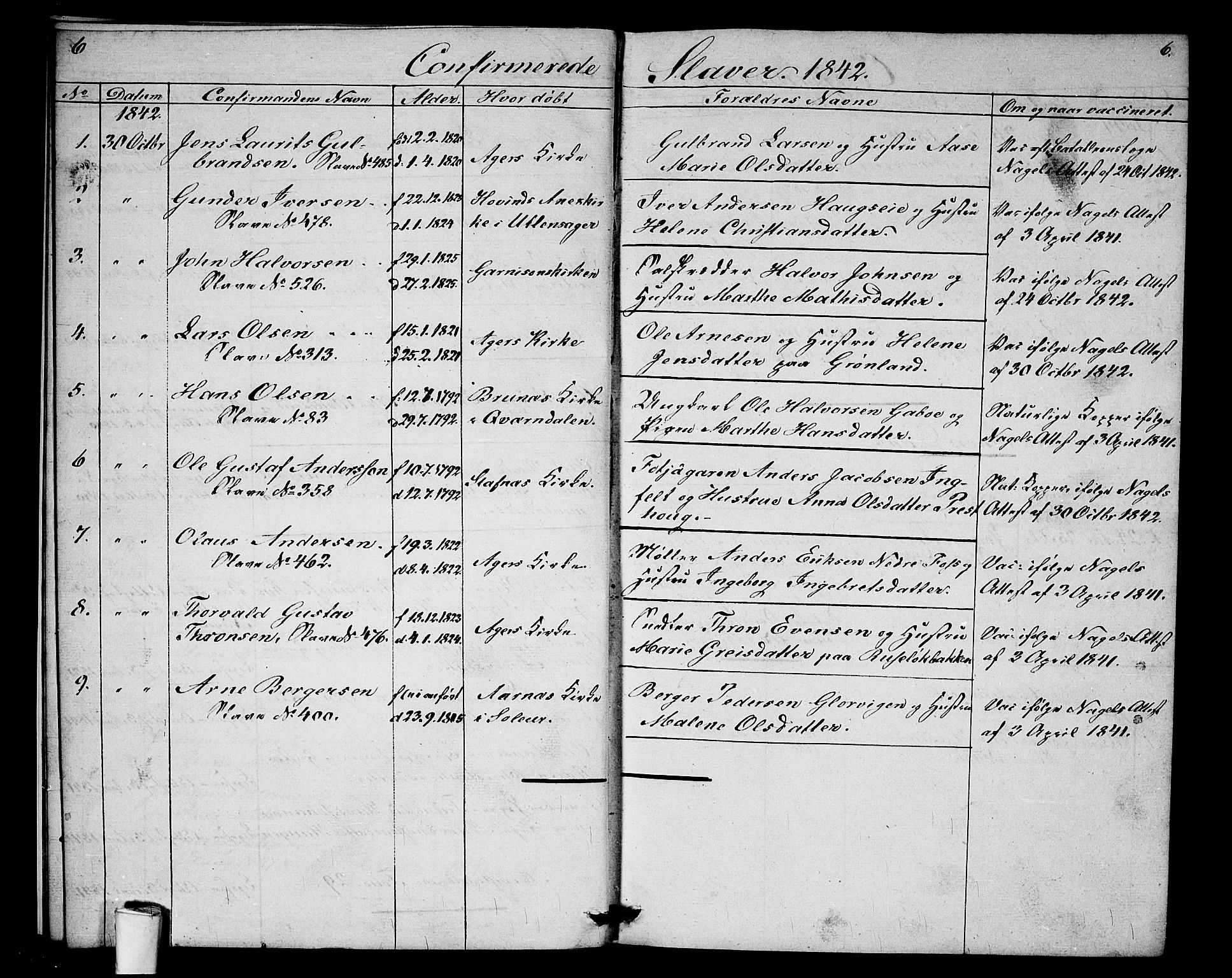 Akershus festnings slaveri Kirkebøker, SAO/A-10841/F/Fa/L0001: Ministerialbok nr. 1, 1839-1847, s. 6