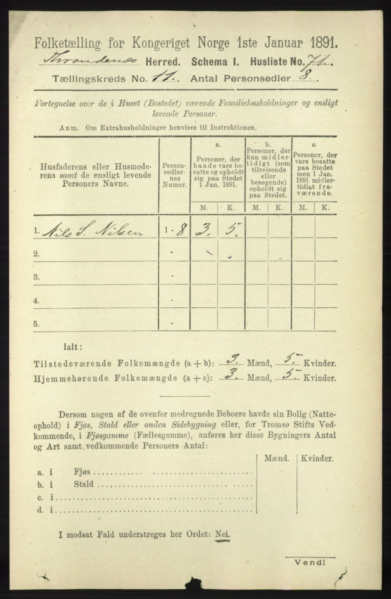 RA, Folketelling 1891 for 1914 Trondenes herred, 1891, s. 7993