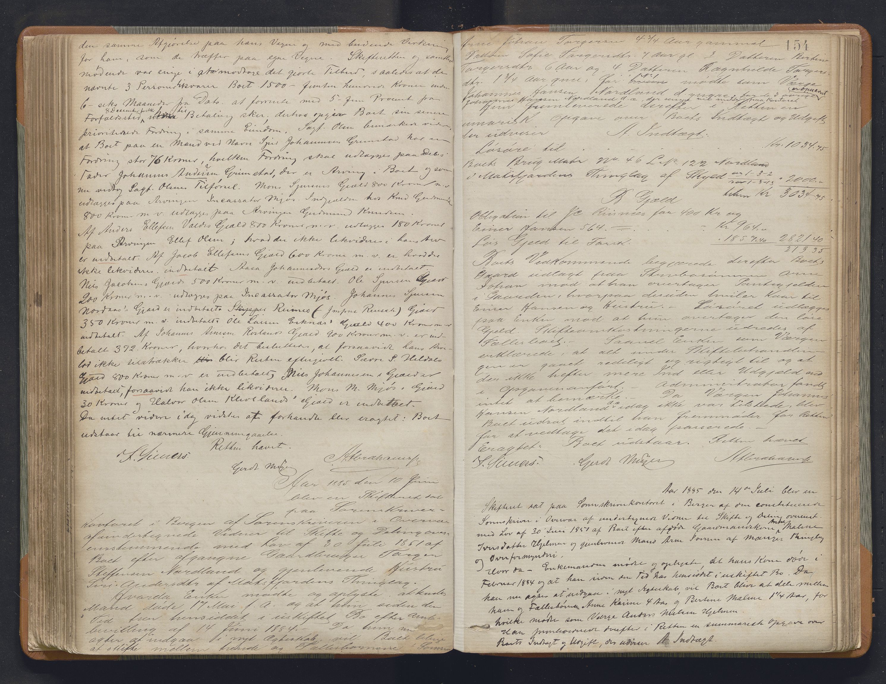 Nordhordland sorenskrivar, AV/SAB-A-2901/1/H/Hc/L0003: Skifteforhandlingsprotokollar, 1878-1888, s. 154