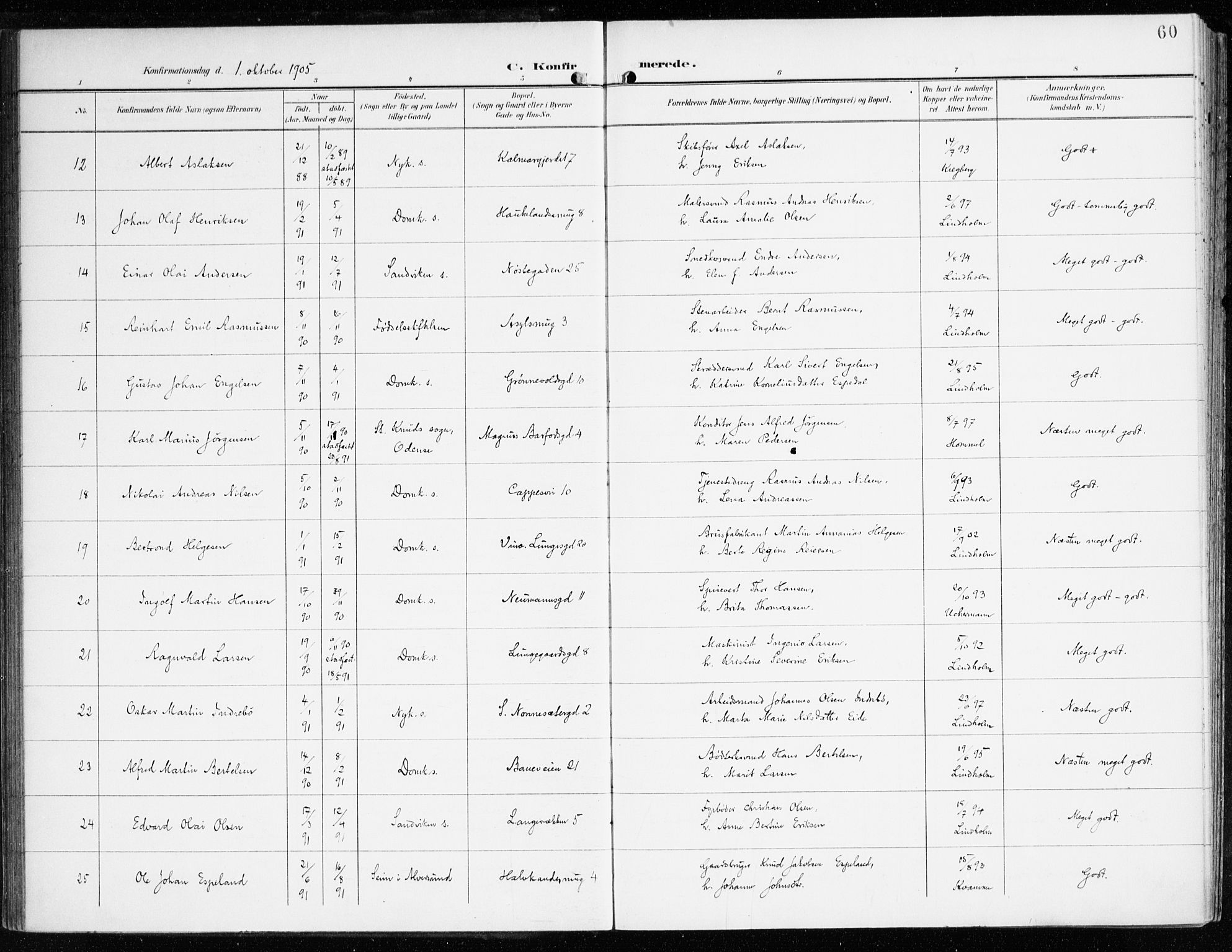 Domkirken sokneprestembete, AV/SAB-A-74801/H/Haa/L0031: Ministerialbok nr. C 6, 1898-1915, s. 60