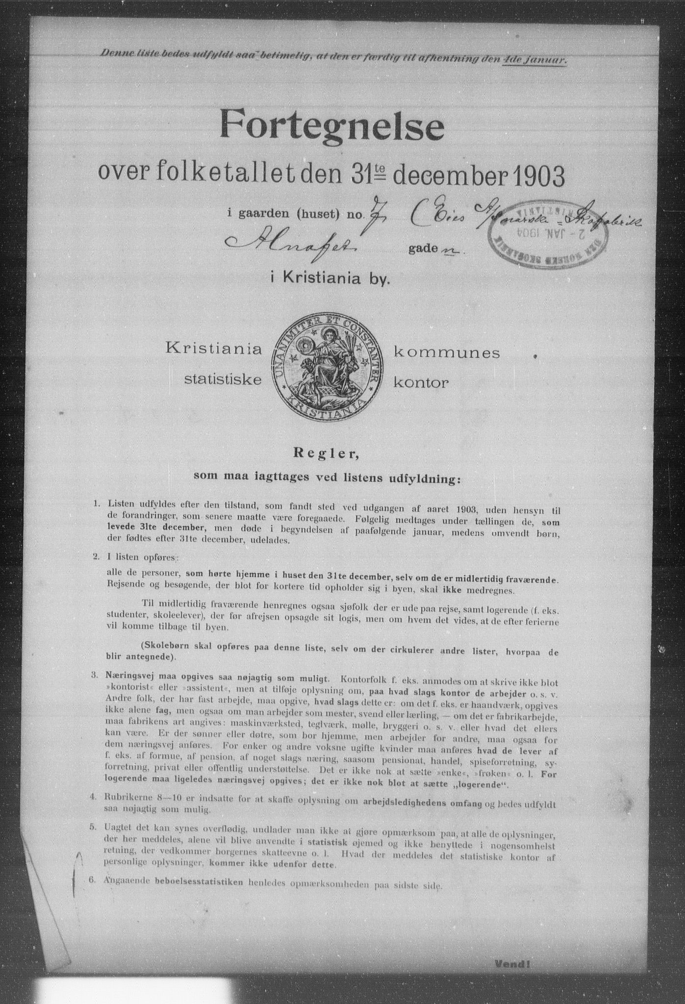 OBA, Kommunal folketelling 31.12.1903 for Kristiania kjøpstad, 1903, s. 362