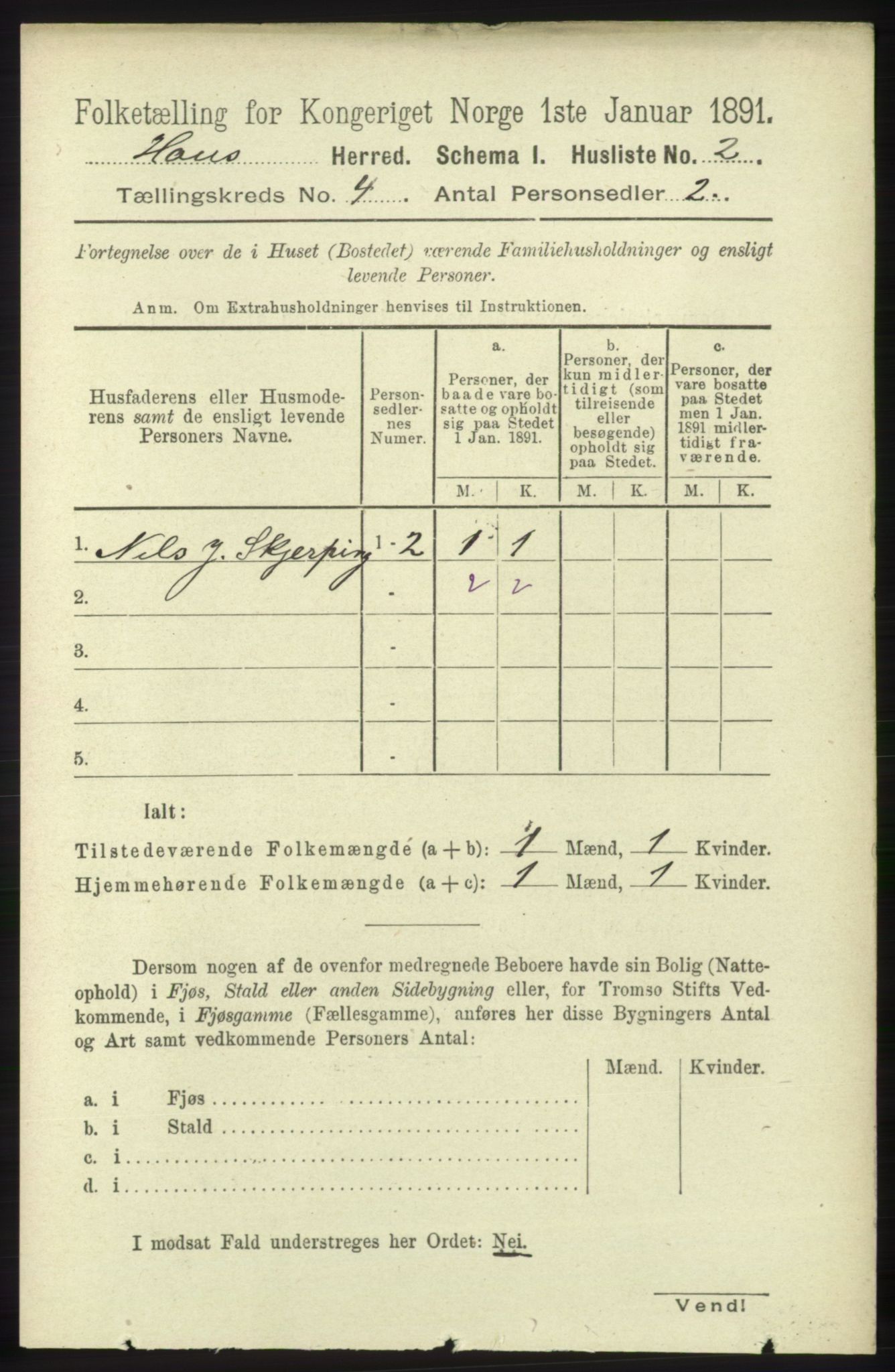 RA, Folketelling 1891 for 1250 Haus herred, 1891, s. 1343