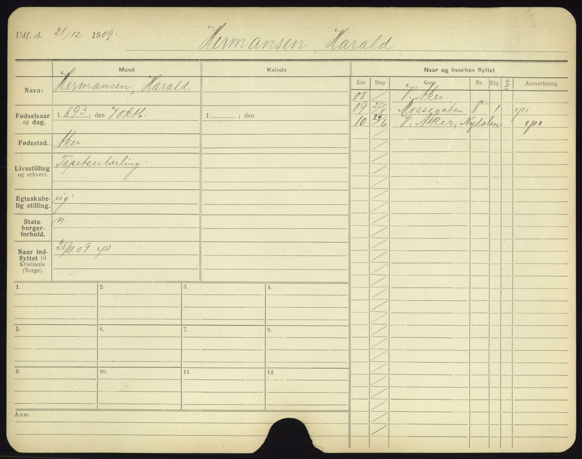 Oslo folkeregister, Registerkort, SAO/A-11715/F/Fa/Fac/L0004: Menn, 1906-1914, s. 702a