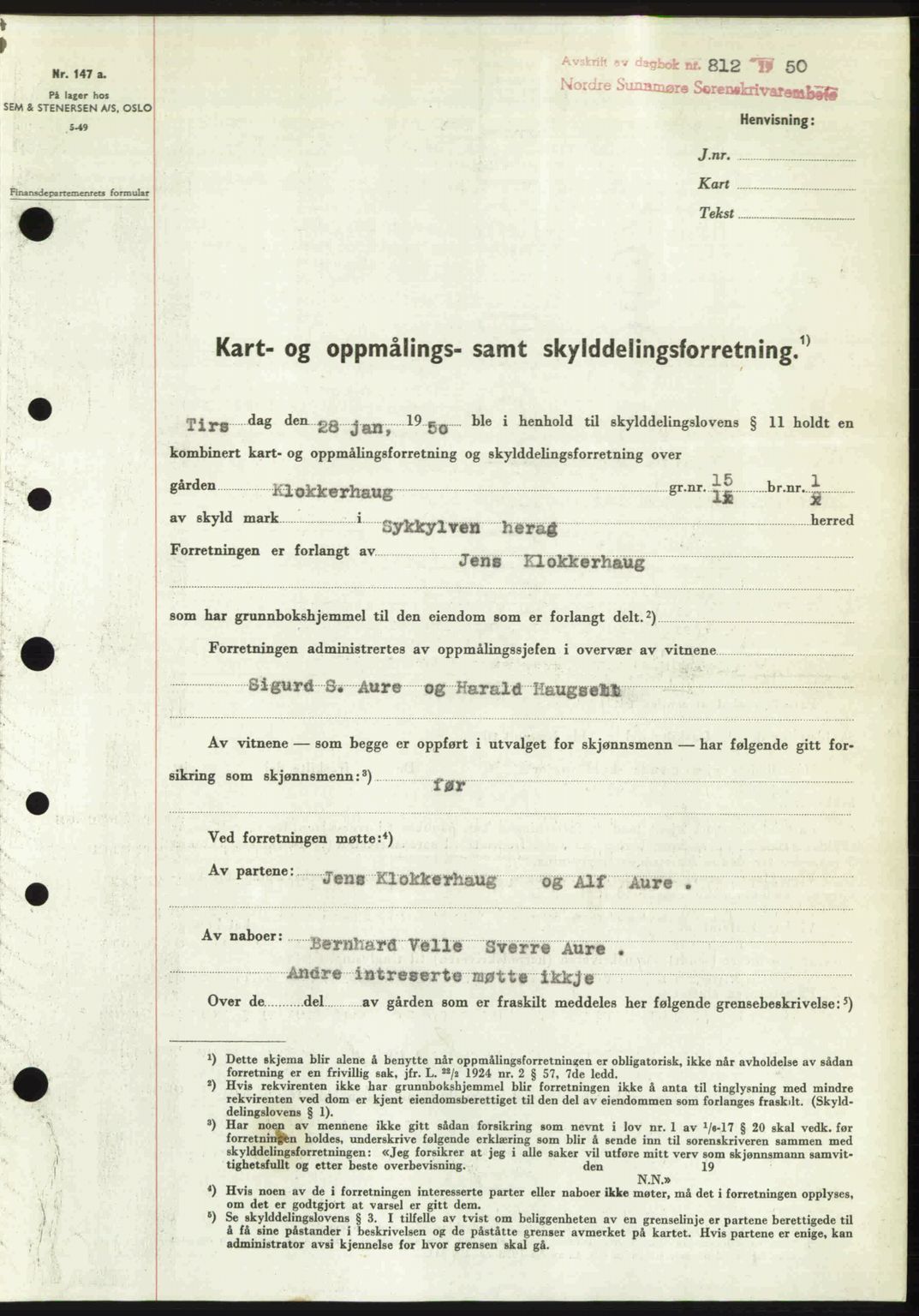 Nordre Sunnmøre sorenskriveri, SAT/A-0006/1/2/2C/2Ca: Pantebok nr. A34, 1950-1950, Dagboknr: 812/1950