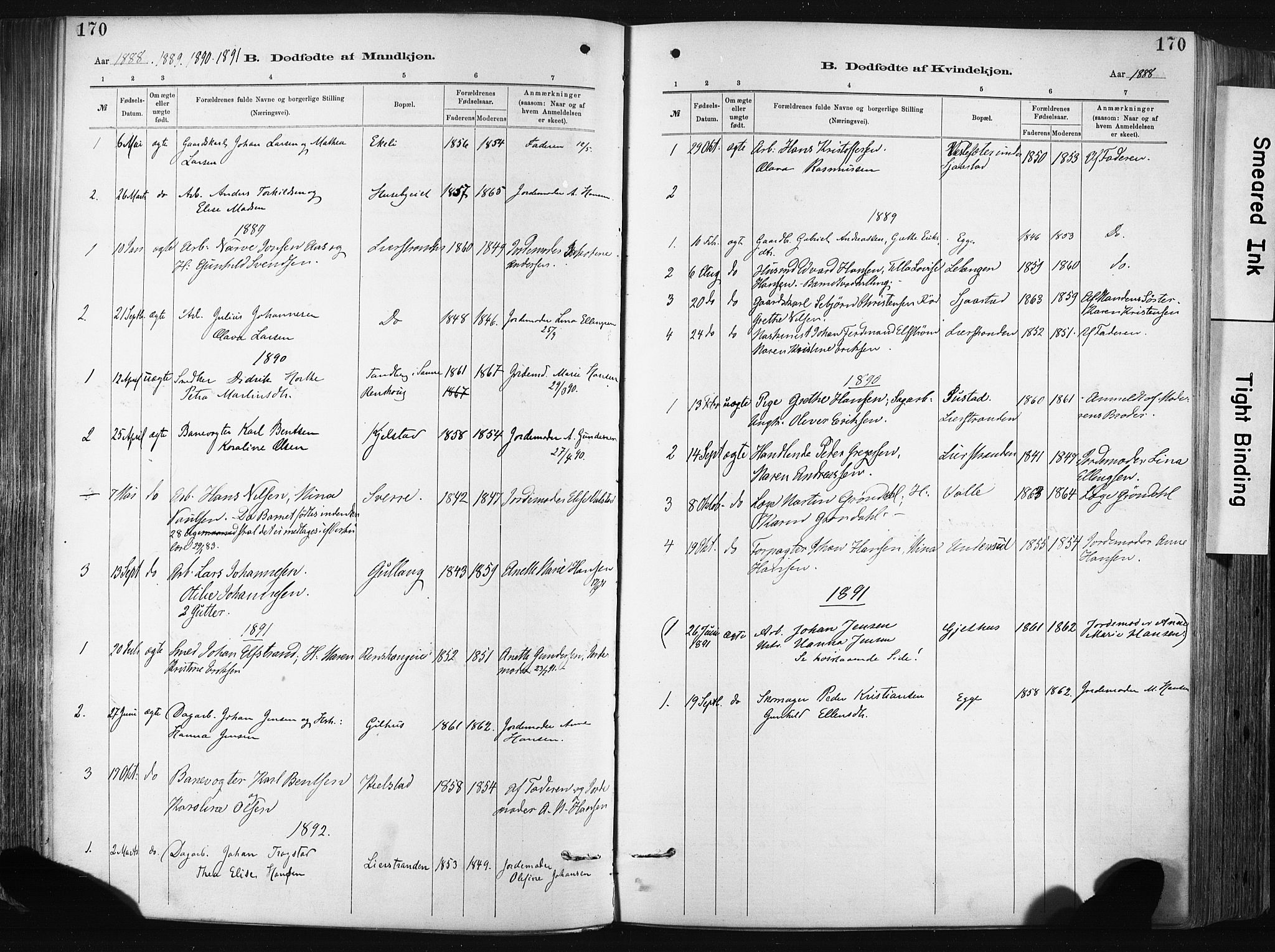 Lier kirkebøker, AV/SAKO-A-230/F/Fa/L0015: Ministerialbok nr. I 15, 1883-1894, s. 170