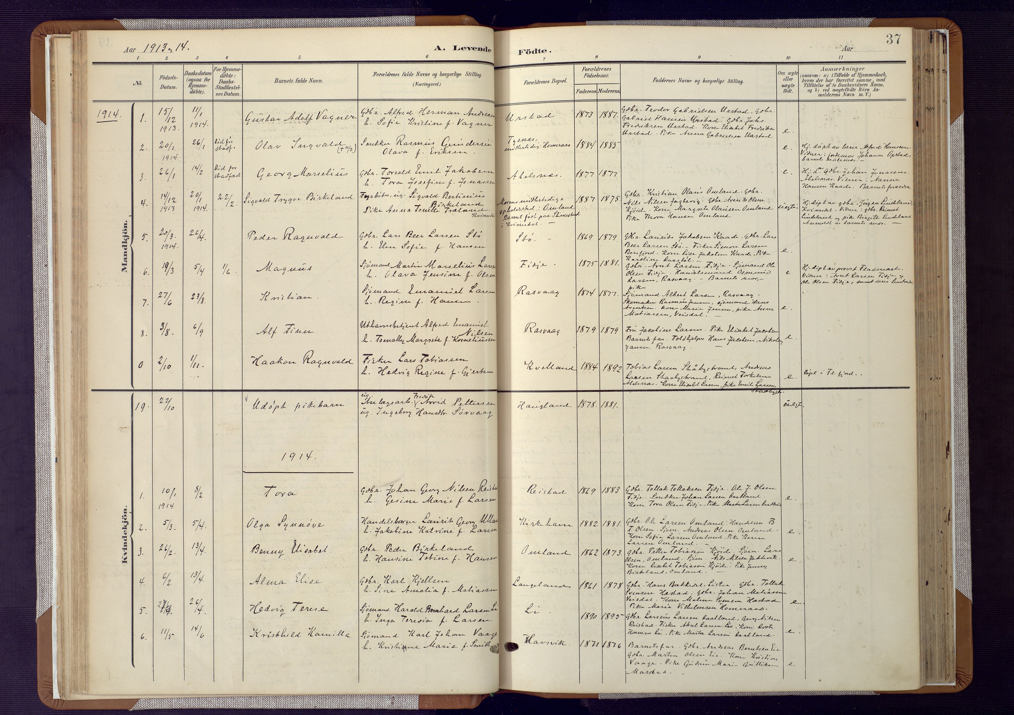Flekkefjord sokneprestkontor, AV/SAK-1111-0012/F/Fa/Fab/L0007: Ministerialbok nr. A 7, 1902-1921, s. 37