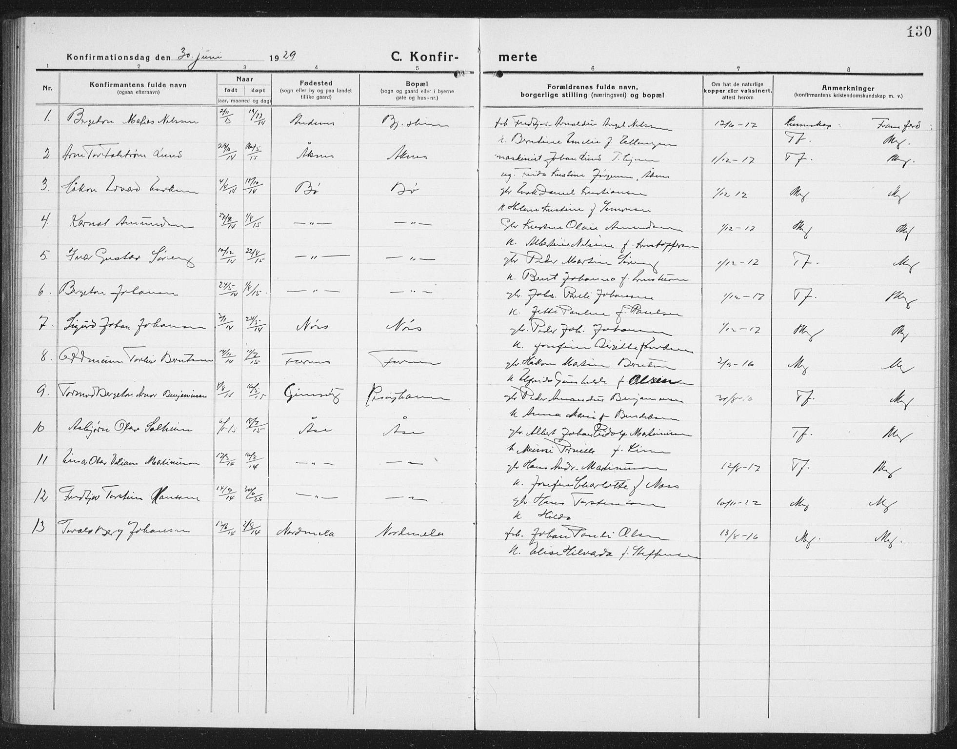 Ministerialprotokoller, klokkerbøker og fødselsregistre - Nordland, AV/SAT-A-1459/898/L1428: Klokkerbok nr. 898C03, 1918-1938, s. 130