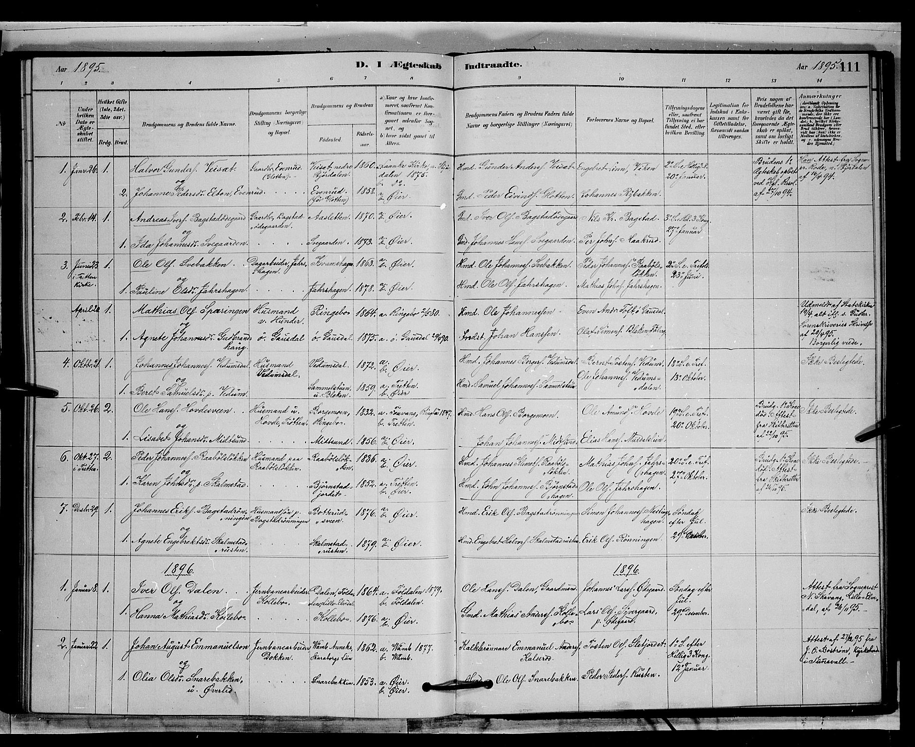 Øyer prestekontor, AV/SAH-PREST-084/H/Ha/Hab/L0002: Klokkerbok nr. 2, 1878-1896, s. 111