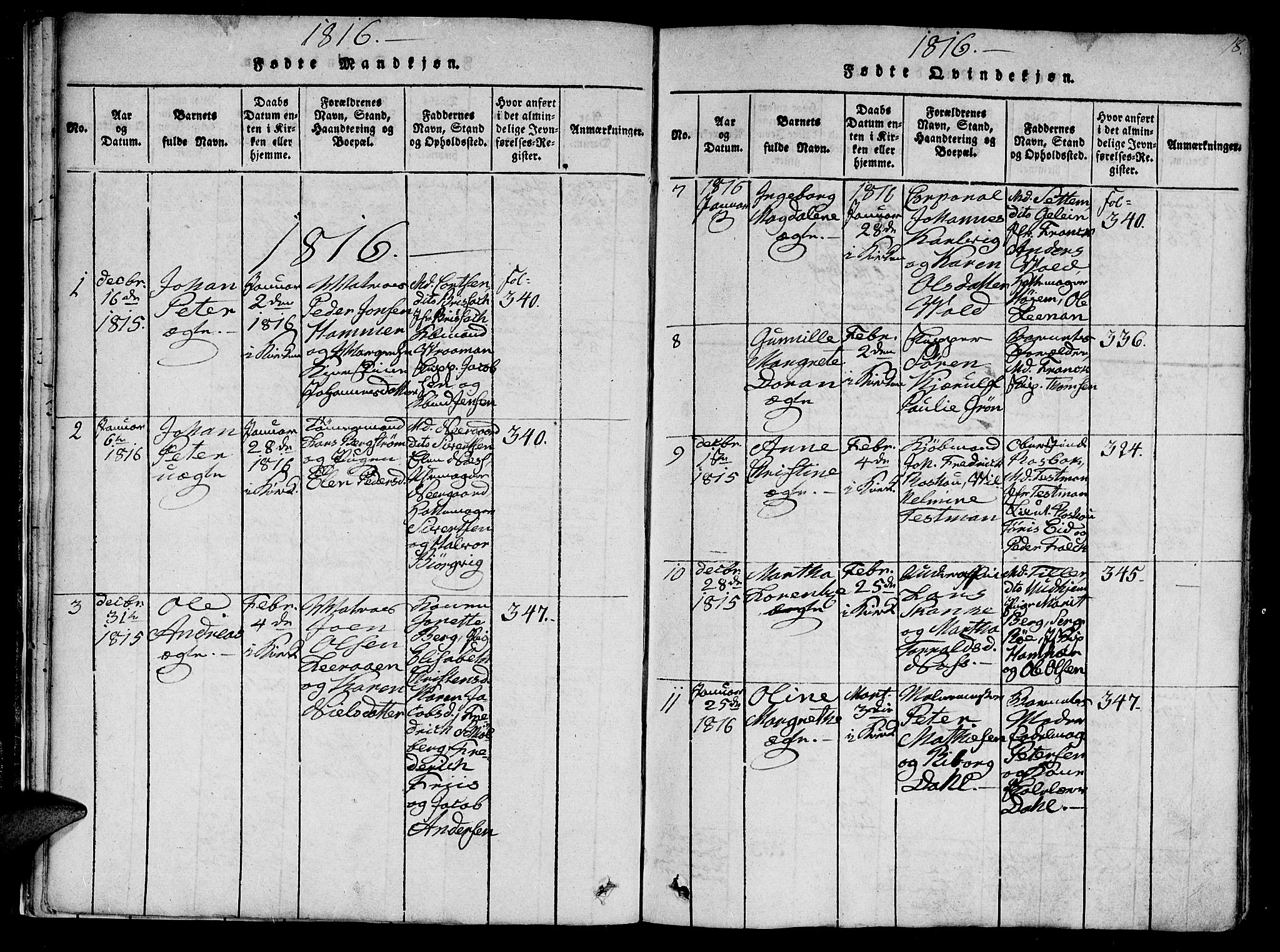 Ministerialprotokoller, klokkerbøker og fødselsregistre - Sør-Trøndelag, SAT/A-1456/602/L0107: Ministerialbok nr. 602A05, 1815-1821, s. 18