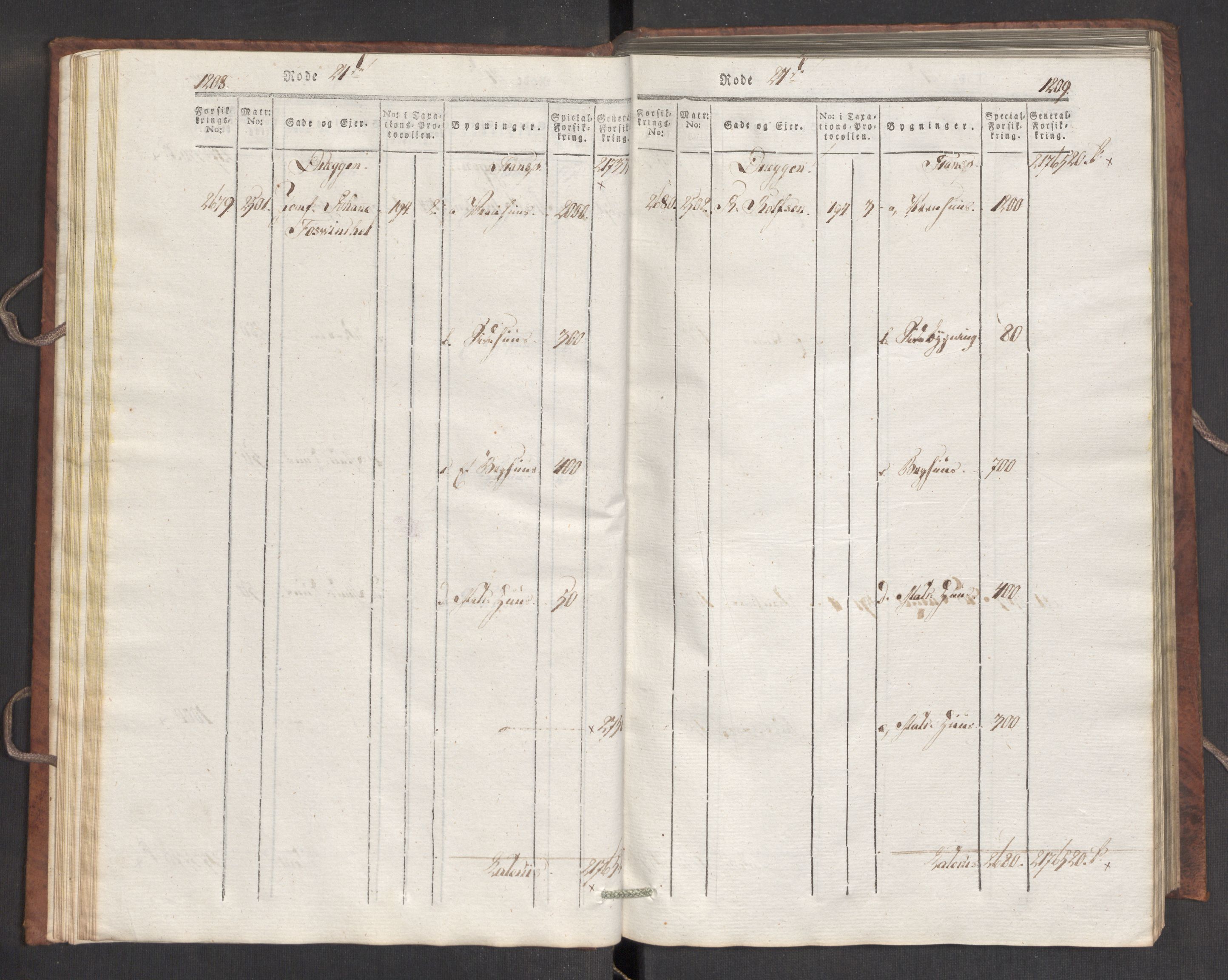 Kommersekollegiet, Brannforsikringskontoret 1767-1814, AV/RA-EA-5458/F/Fa/L0007/0003: Bergen / Branntakstprotokoll, 1807-1817, s. 1208-1209