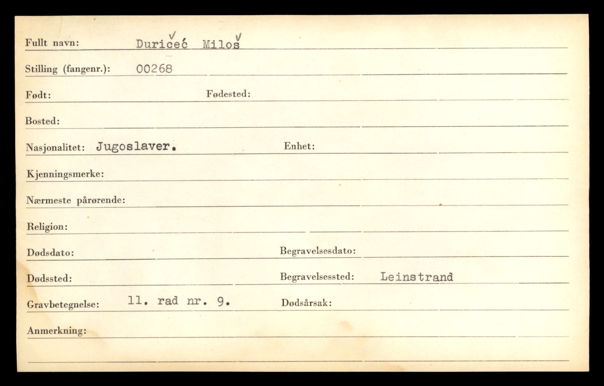 Distriktskontoret for krigsgraver, AV/SAT-A-5030/E/L0005: Kasett/kartotek over falne Britiske og tyske solater, samt andre nasjoners krigsgraver, 1945, s. 33