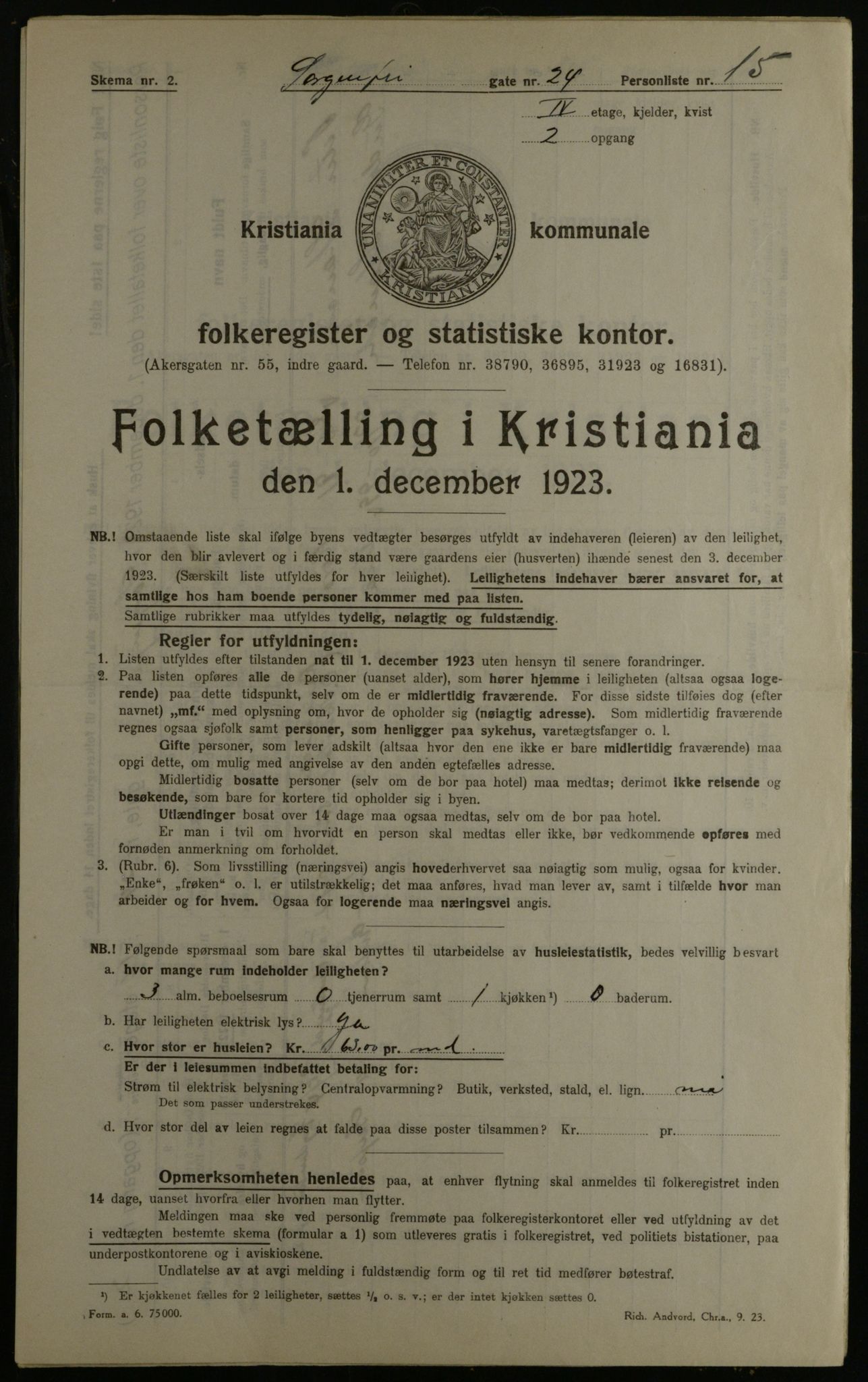 OBA, Kommunal folketelling 1.12.1923 for Kristiania, 1923, s. 110493