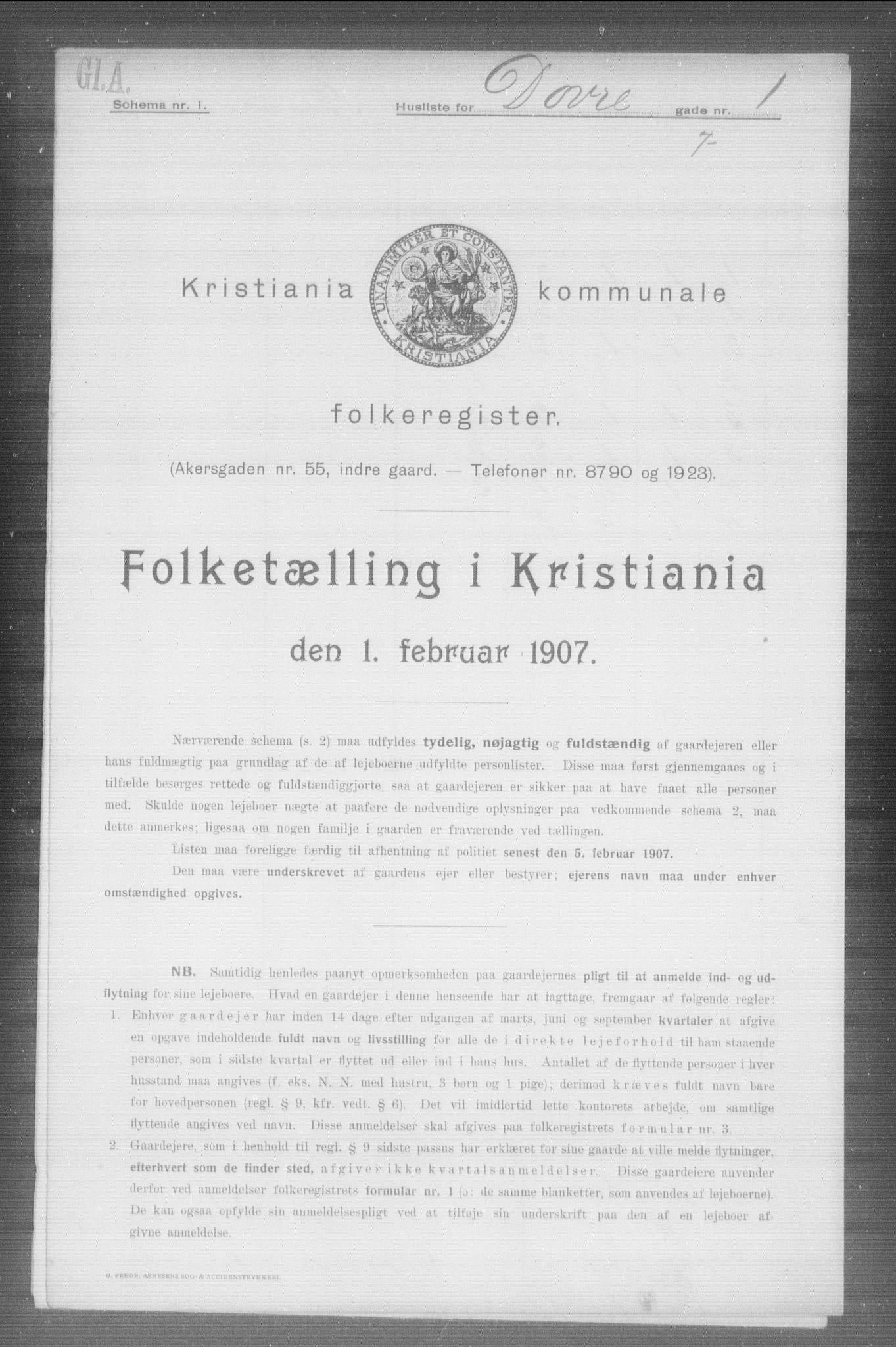 OBA, Kommunal folketelling 1.2.1907 for Kristiania kjøpstad, 1907, s. 8143