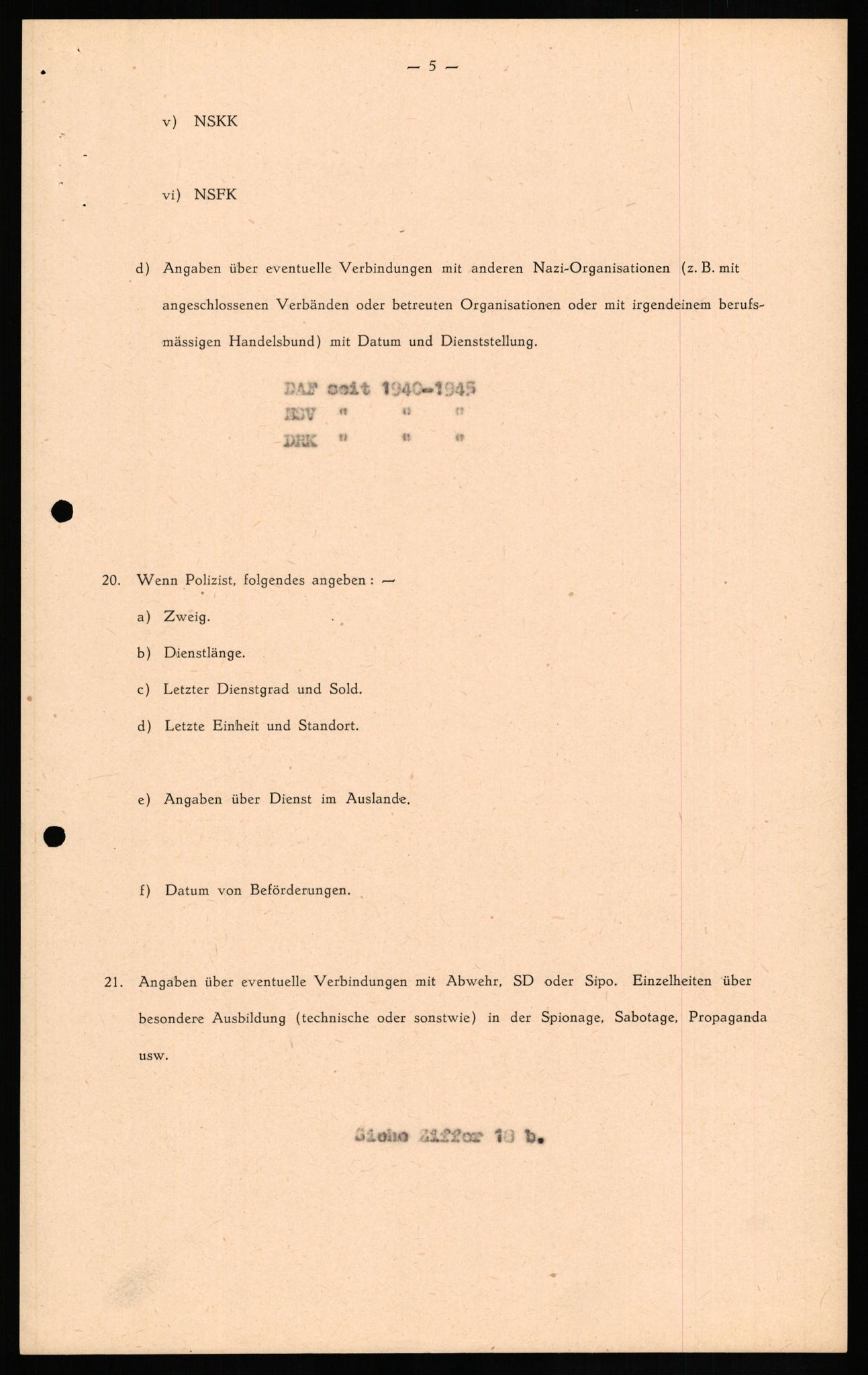 Forsvaret, Forsvarets overkommando II, RA/RAFA-3915/D/Db/L0023: CI Questionaires. Tyske okkupasjonsstyrker i Norge. Tyskere., 1945-1946, s. 434