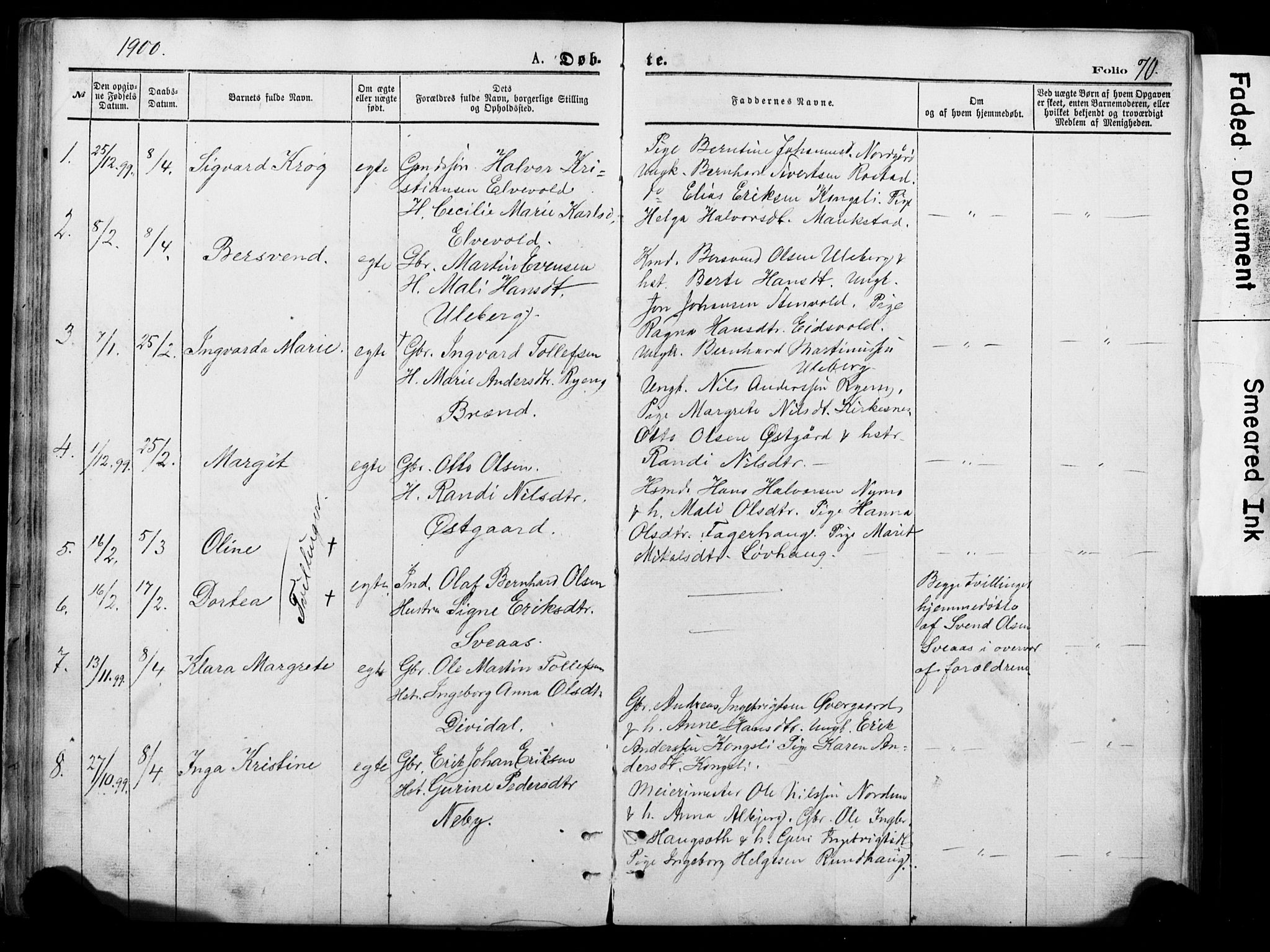 Målselv sokneprestembete, AV/SATØ-S-1311/G/Ga/Gab/L0011klokker: Klokkerbok nr. 11, 1871-1900, s. 70