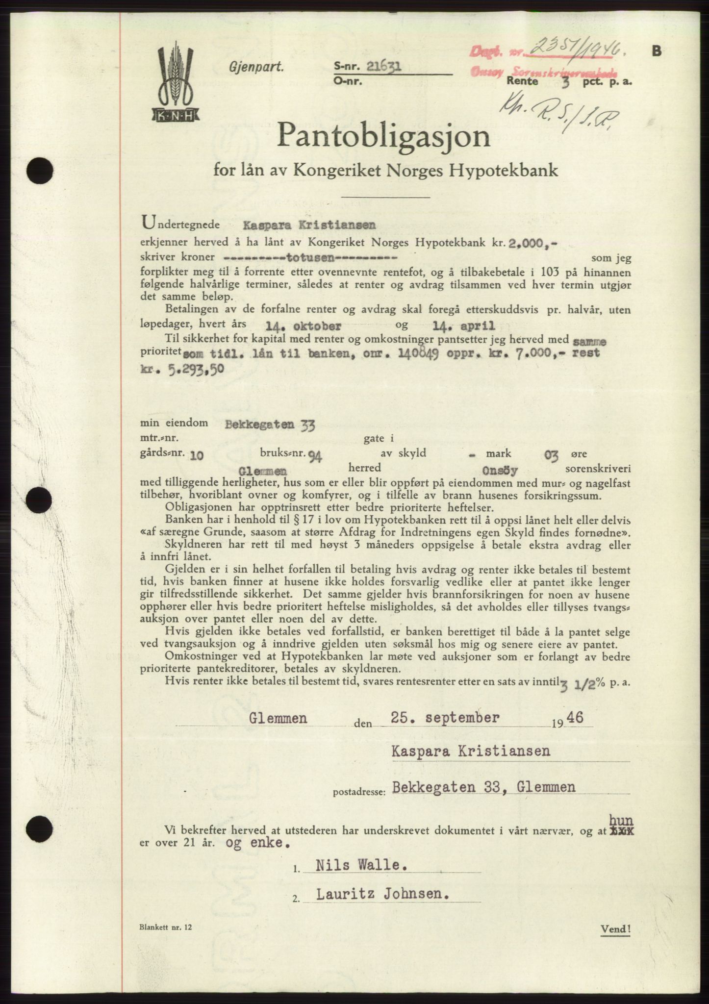 Onsøy sorenskriveri, SAO/A-10474/G/Ga/Gac/L0005: Pantebok nr. B 9-5, 1946-1947, Dagboknr: 2351/1946