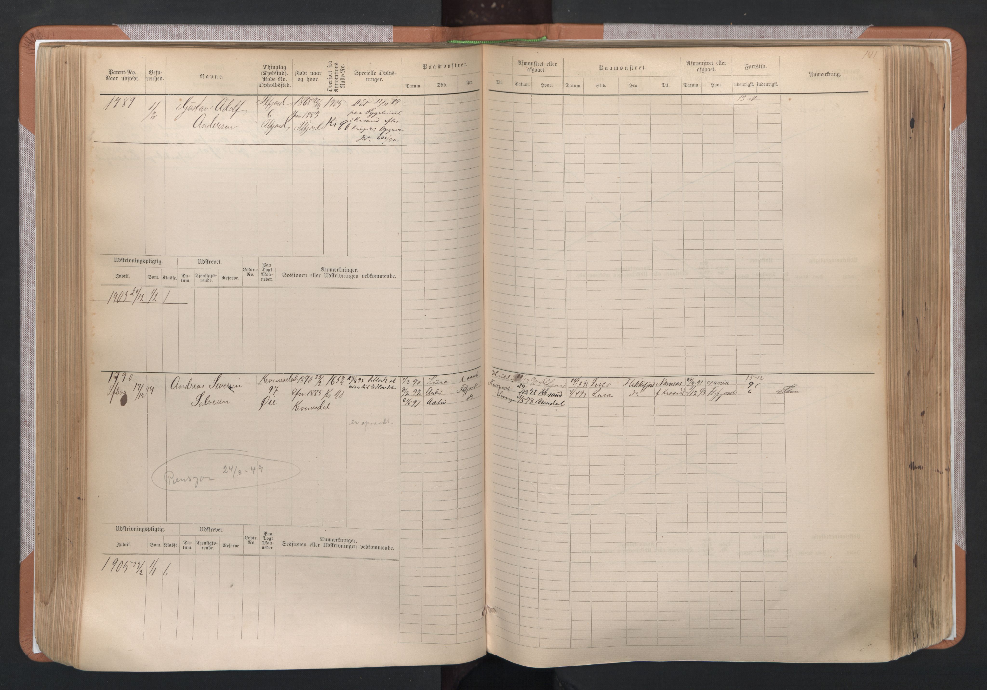 Flekkefjord mønstringskrets, SAK/2031-0018/F/Fb/L0003: Hovedrulle nr 1515-2326, N-6, 1885-1934, s. 143