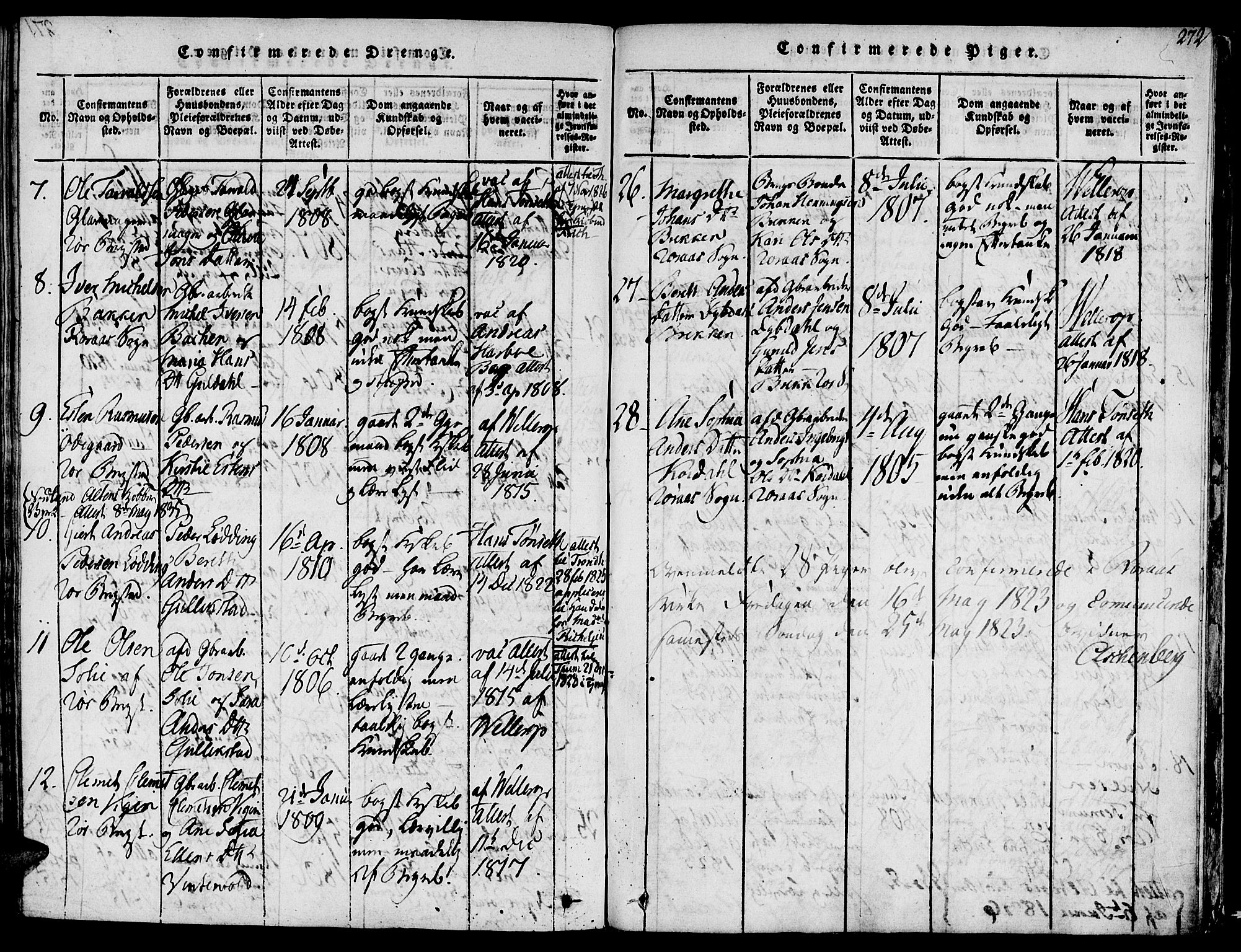 Ministerialprotokoller, klokkerbøker og fødselsregistre - Sør-Trøndelag, AV/SAT-A-1456/681/L0929: Ministerialbok nr. 681A07, 1817-1828, s. 272