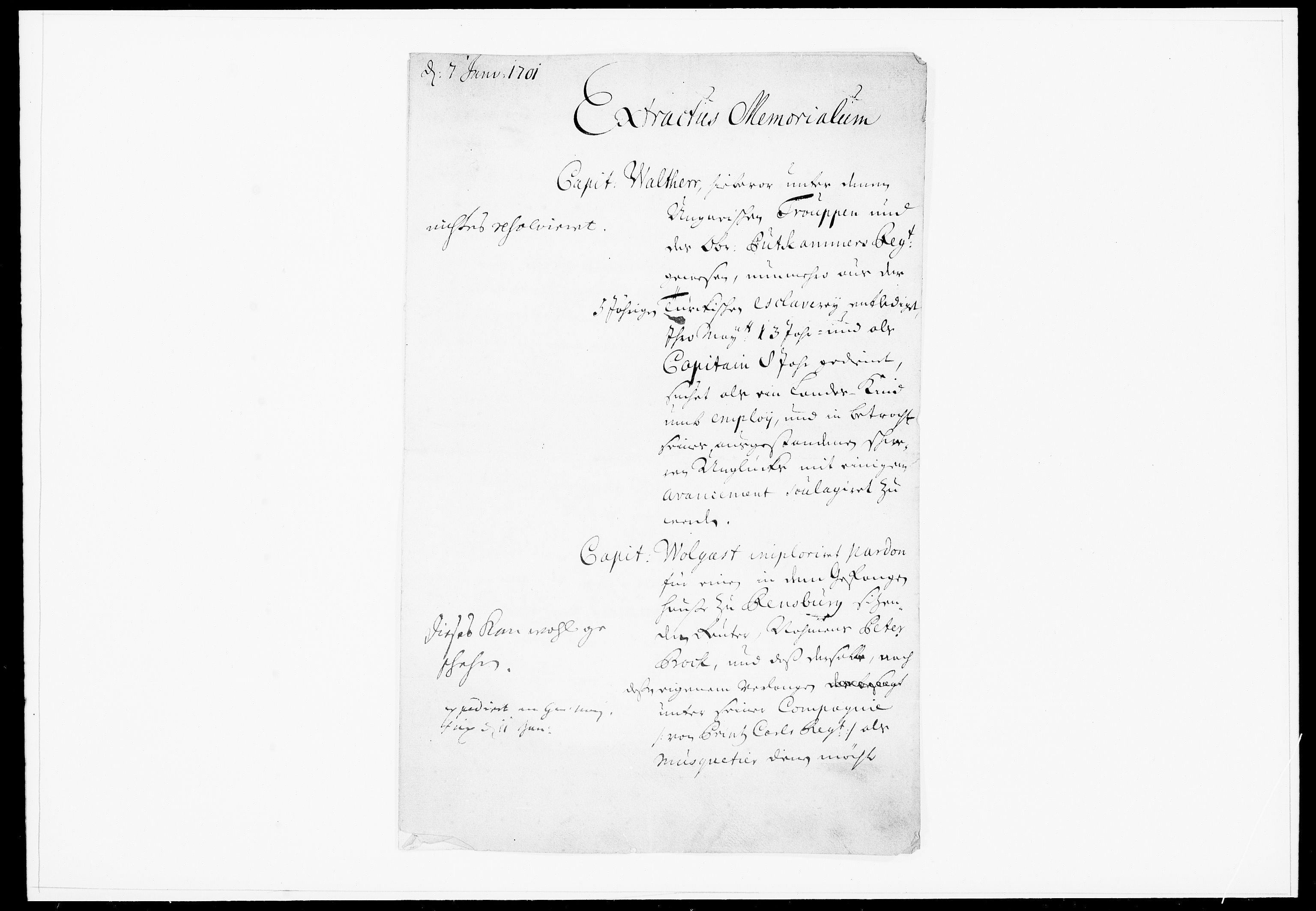 Krigskollegiet, Krigskancelliet, DRA/A-0006/-/0923-0928: Refererede sager, 1701, s. 6