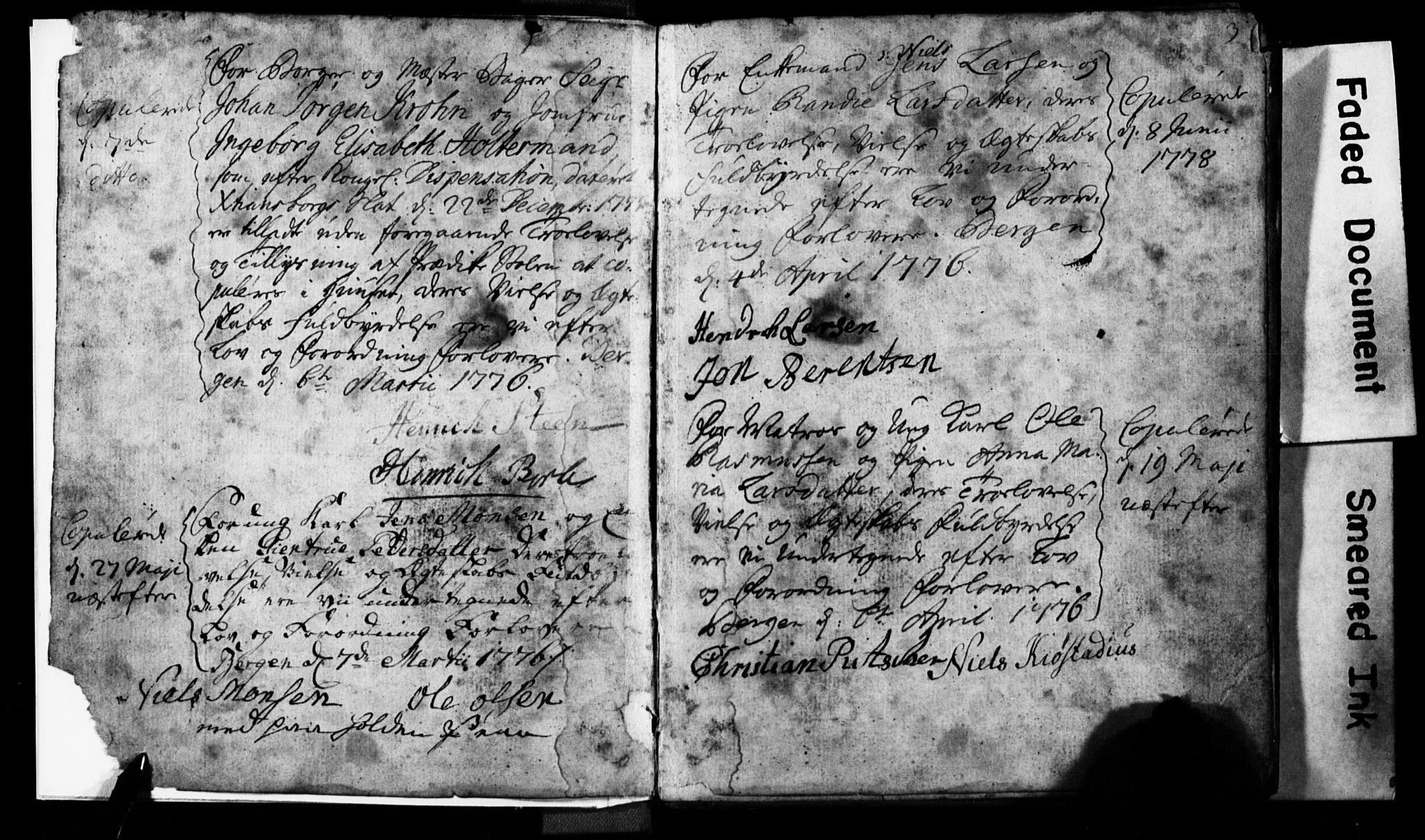 Korskirken sokneprestembete, SAB/A-76101: Forlovererklæringer nr. II.5.1, 1776-1816, s. 3