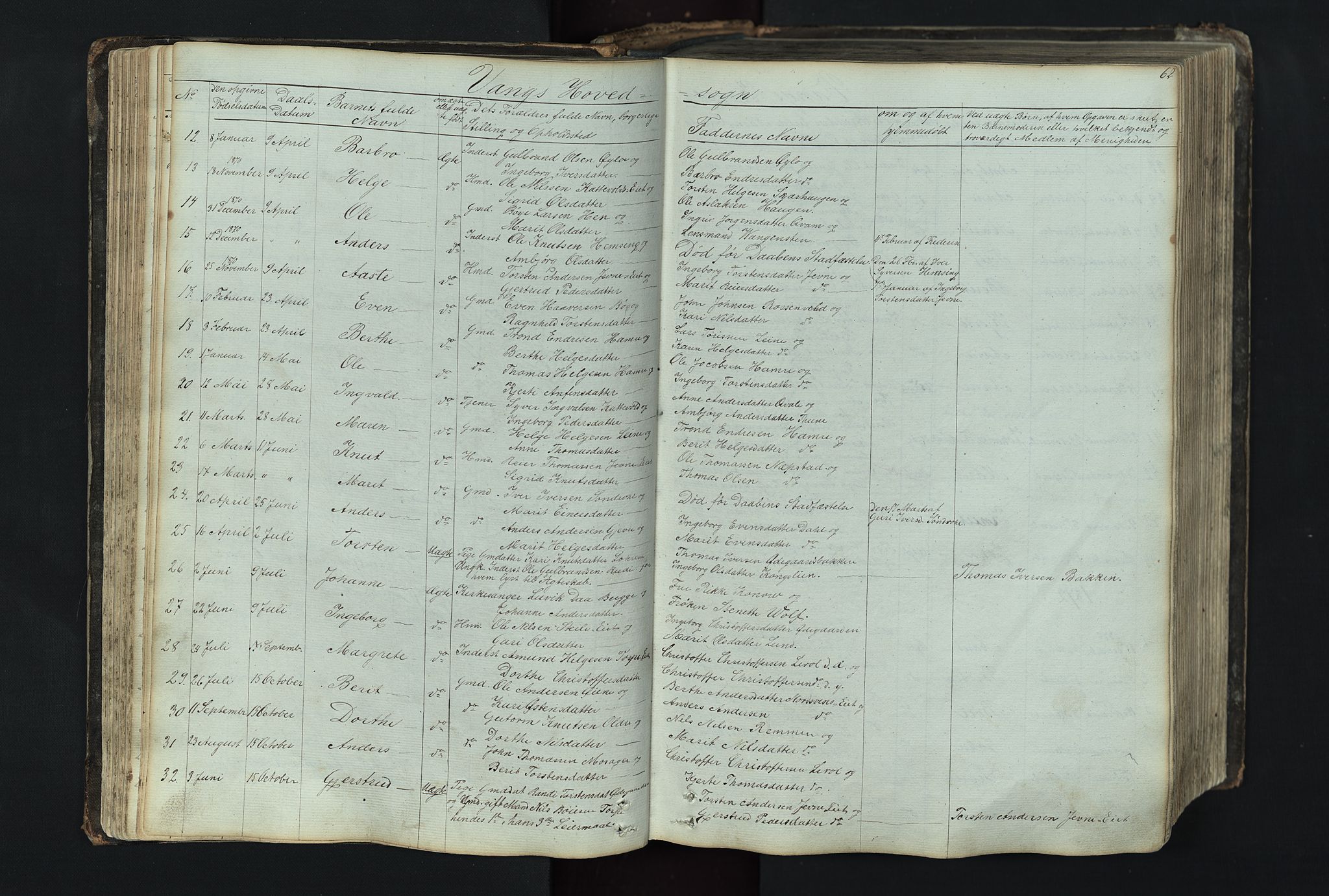Vang prestekontor, Valdres, AV/SAH-PREST-140/H/Hb/L0004: Klokkerbok nr. 4, 1835-1892, s. 62