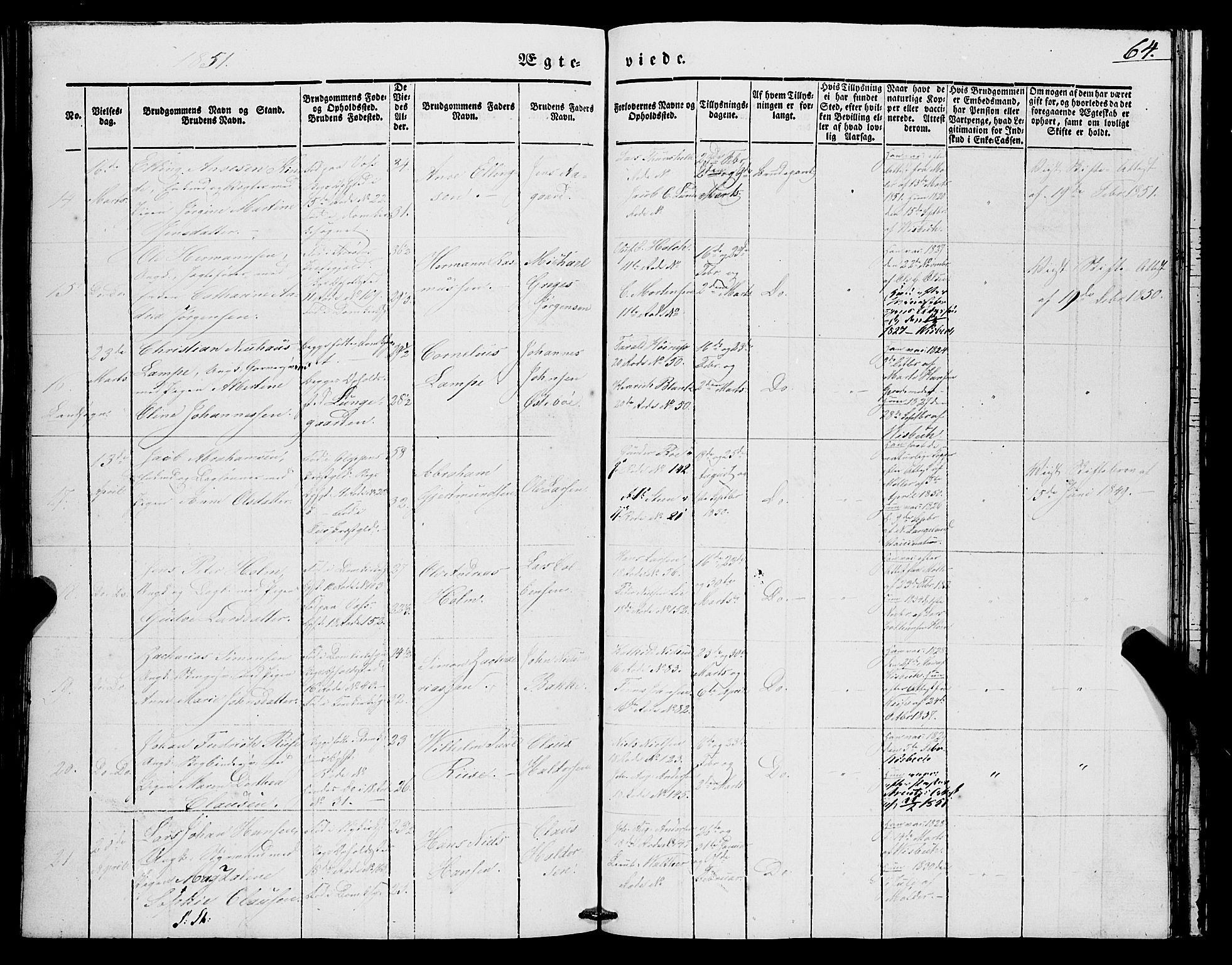 Domkirken sokneprestembete, AV/SAB-A-74801/H/Haa/L0033: Ministerialbok nr. D 1, 1841-1853, s. 64