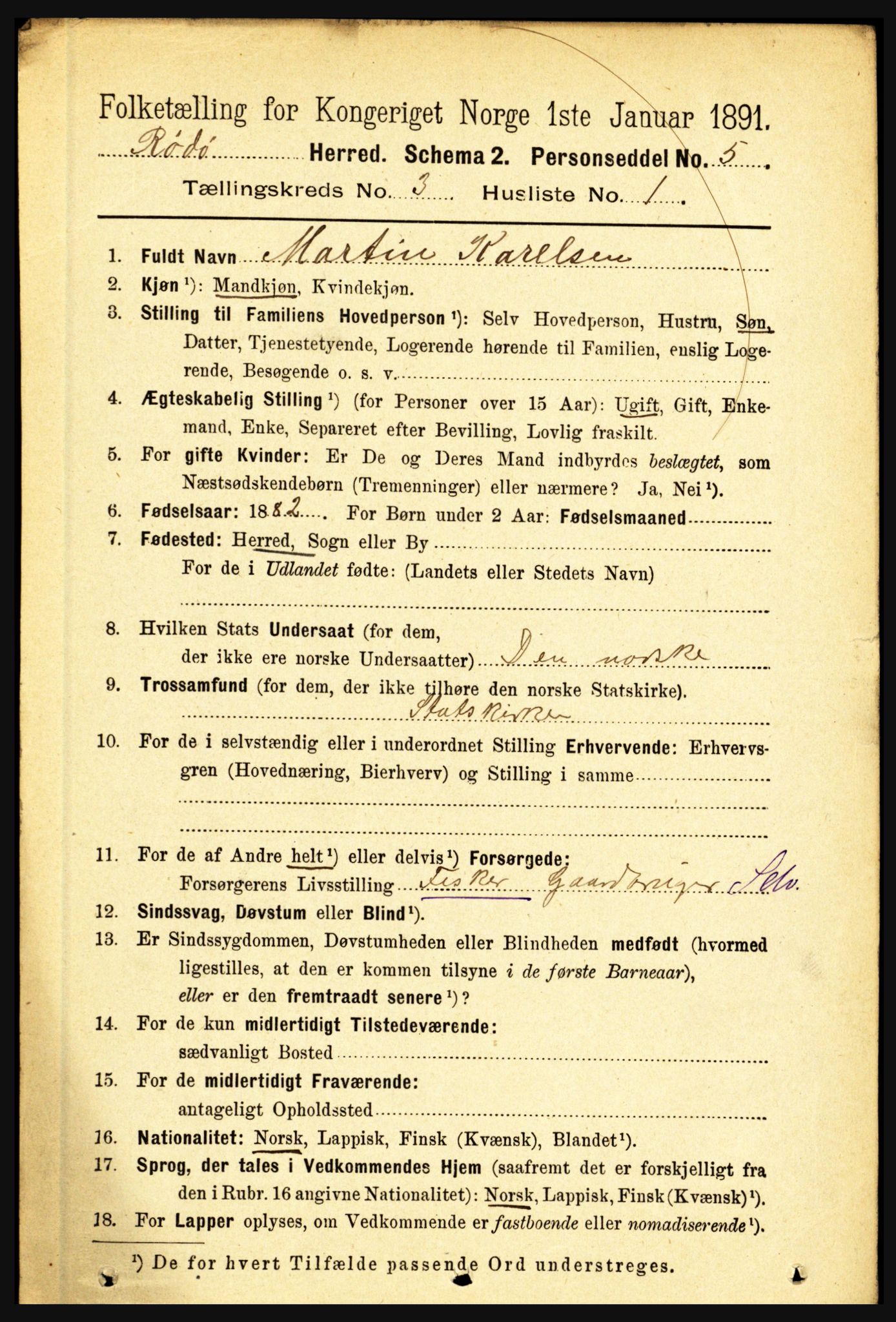 RA, Folketelling 1891 for 1836 Rødøy herred, 1891, s. 828