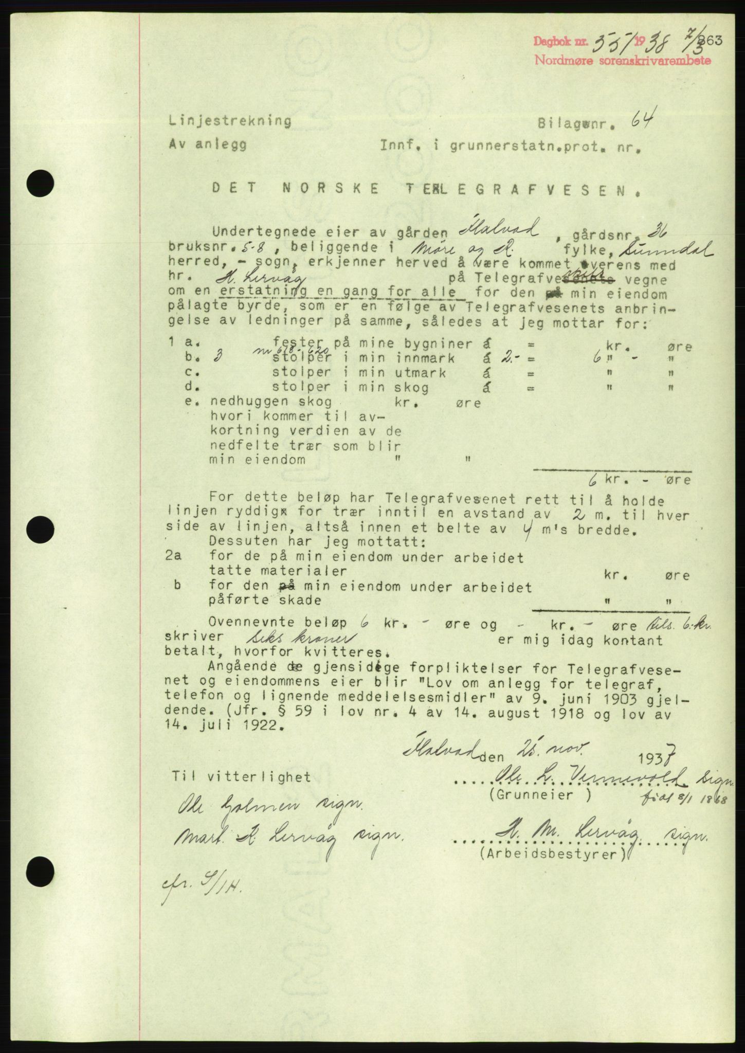 Nordmøre sorenskriveri, AV/SAT-A-4132/1/2/2Ca/L0092: Pantebok nr. B82, 1937-1938, Dagboknr: 551/1938