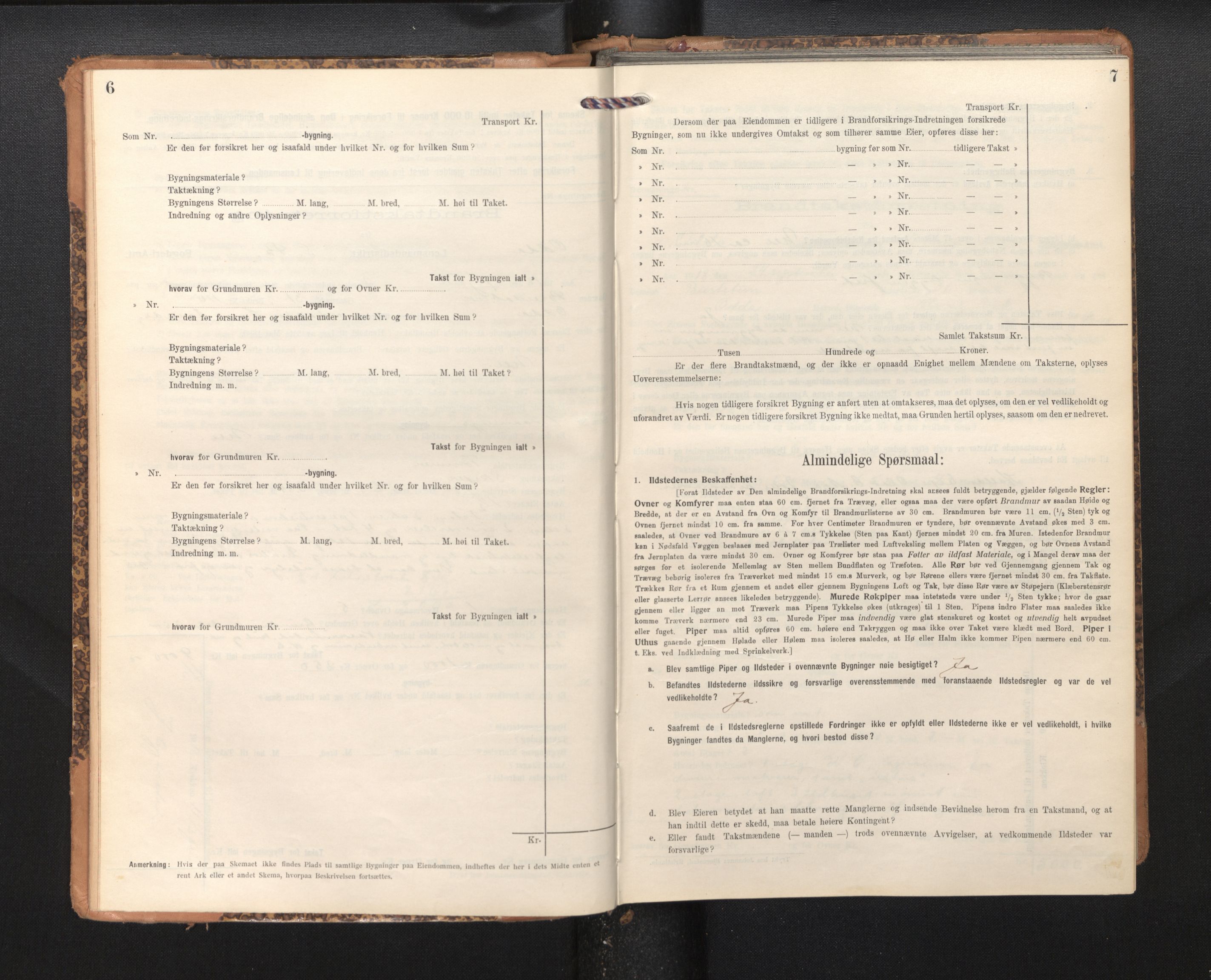 Lensmannen i Odda, SAB/A-34001/0012/L0003: Branntakstprotokoll, skjematakst, 1916-1948, s. 6-7