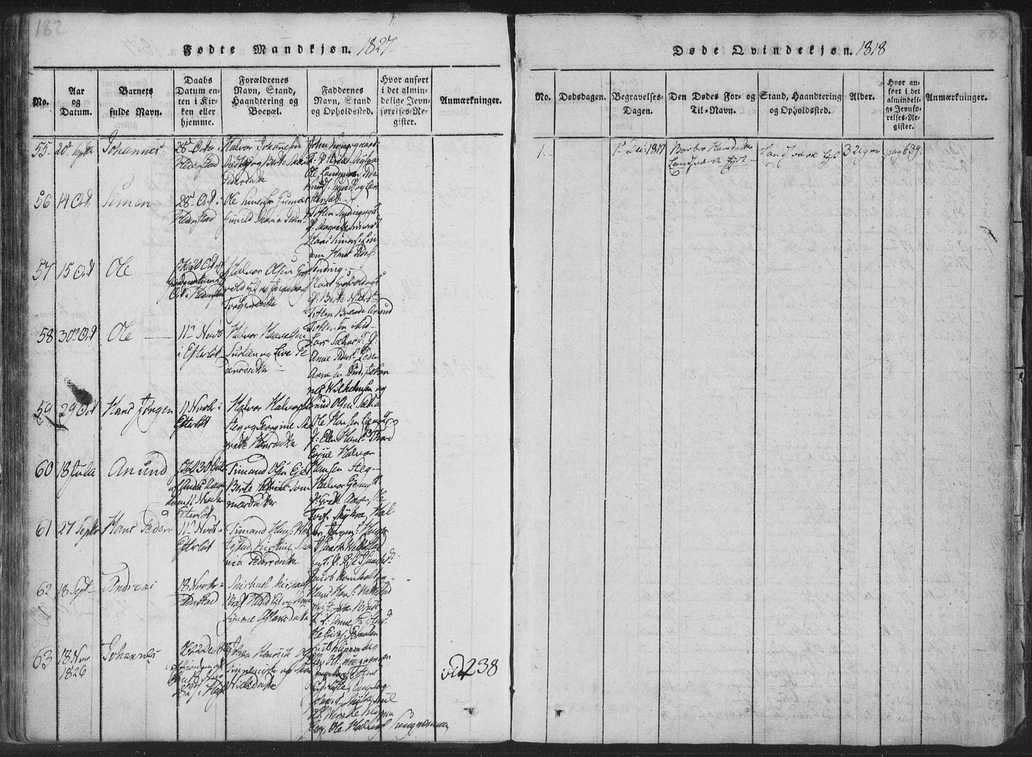 Sandsvær kirkebøker, AV/SAKO-A-244/F/Fa/L0004: Ministerialbok nr. I 4, 1817-1839, s. 182-183