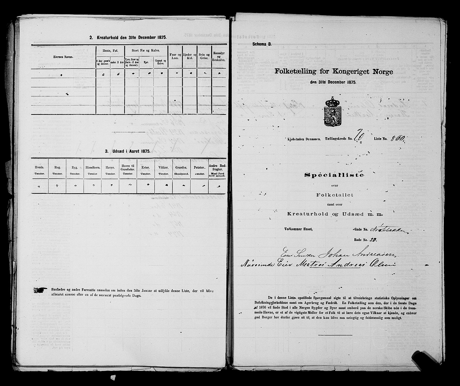 SAKO, Folketelling 1875 for 0602 Drammen kjøpstad, 1875, s. 2097