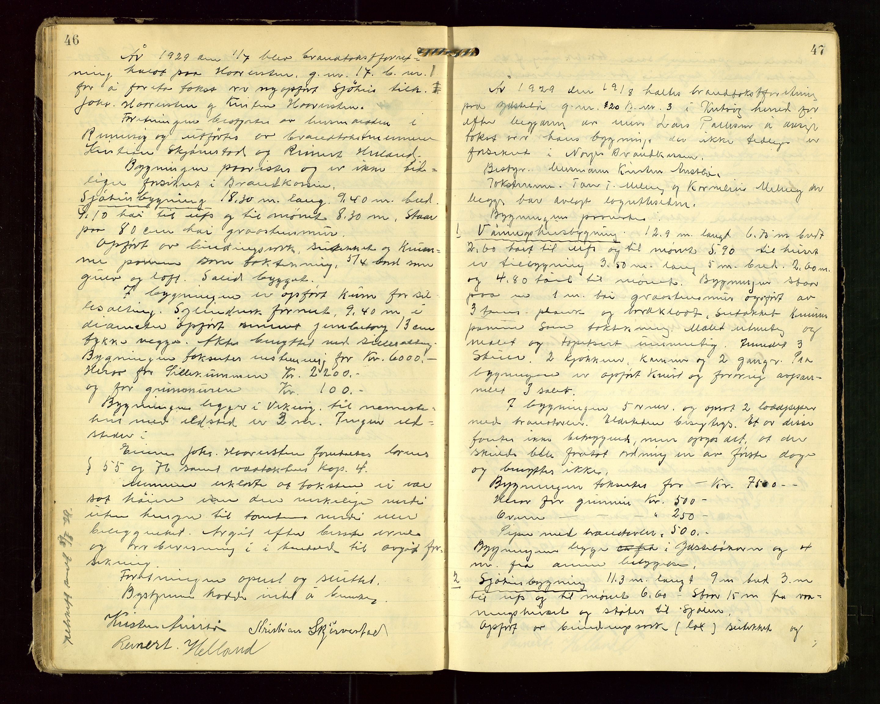 Rennesøy lensmannskontor, AV/SAST-A-100165/Goa/L0002: "Brandtakstprotokoll", 1923-1950, s. 46-47