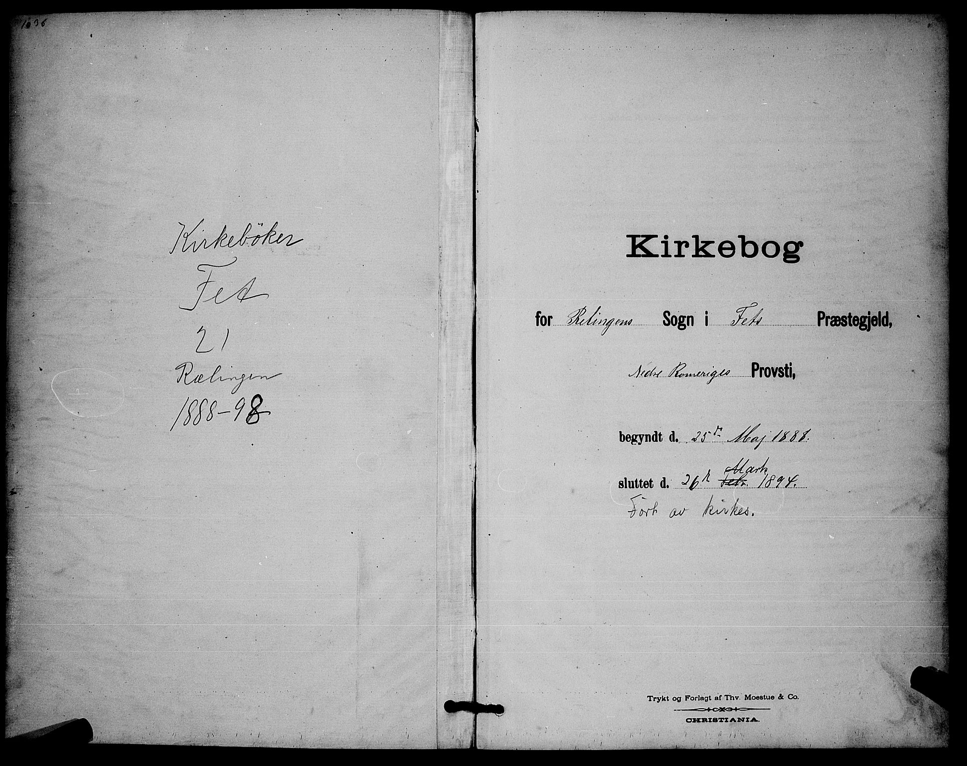 Fet prestekontor Kirkebøker, AV/SAO-A-10370a/G/Gb/L0003: Klokkerbok nr. II 3, 1888-1894