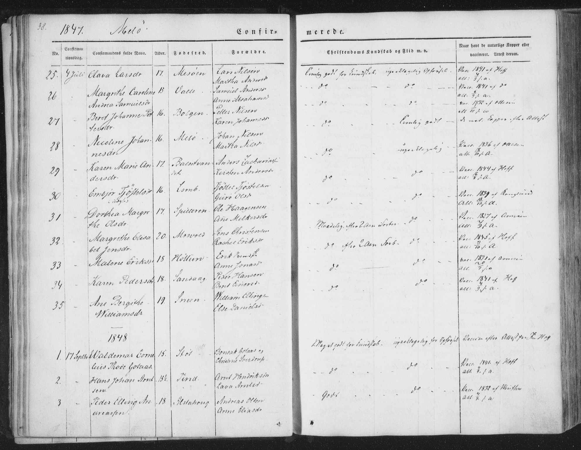 Ministerialprotokoller, klokkerbøker og fødselsregistre - Nordland, AV/SAT-A-1459/841/L0604: Ministerialbok nr. 841A09 /2, 1845-1862, s. 38