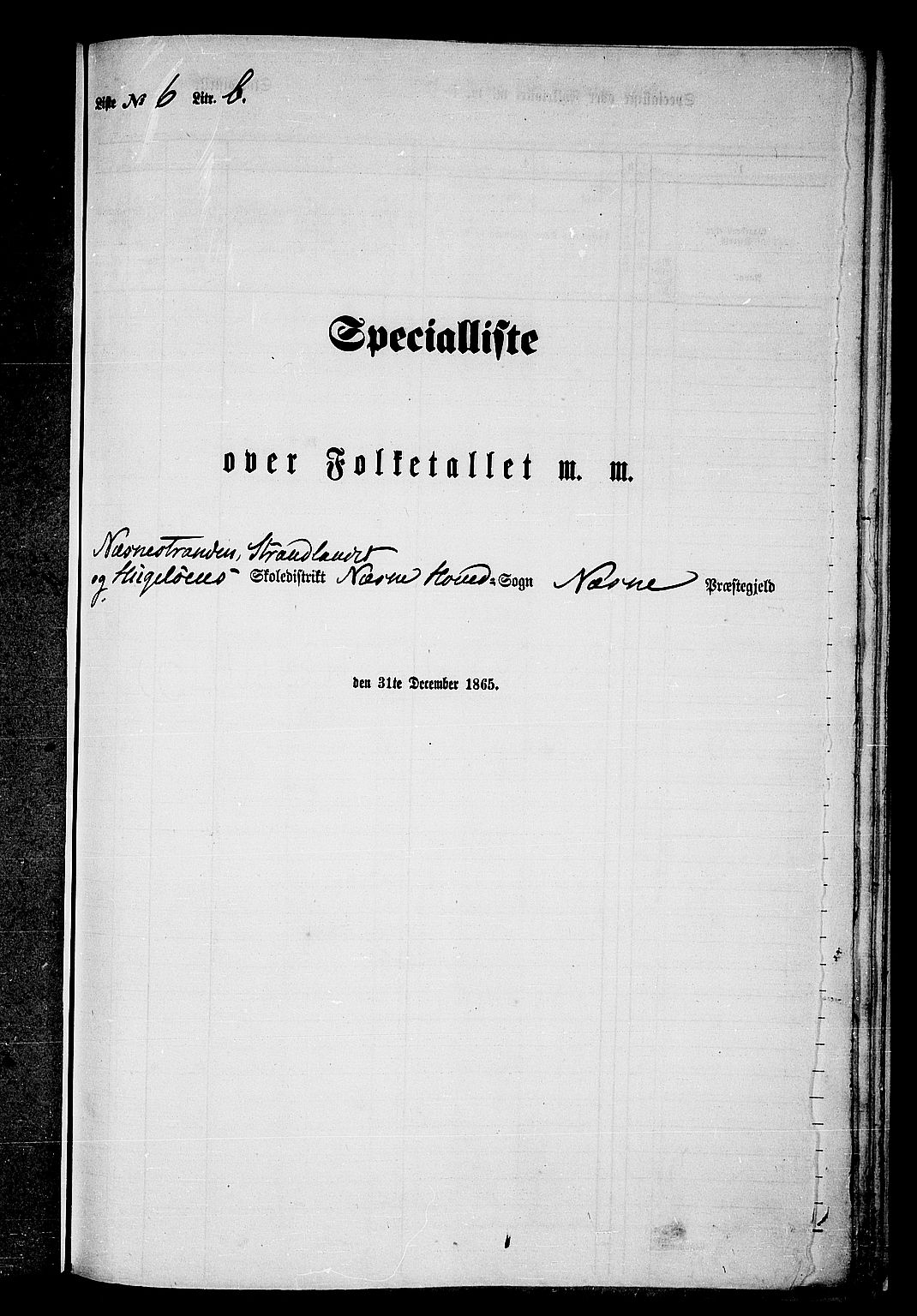 RA, Folketelling 1865 for 1828P Nesna prestegjeld, 1865, s. 135