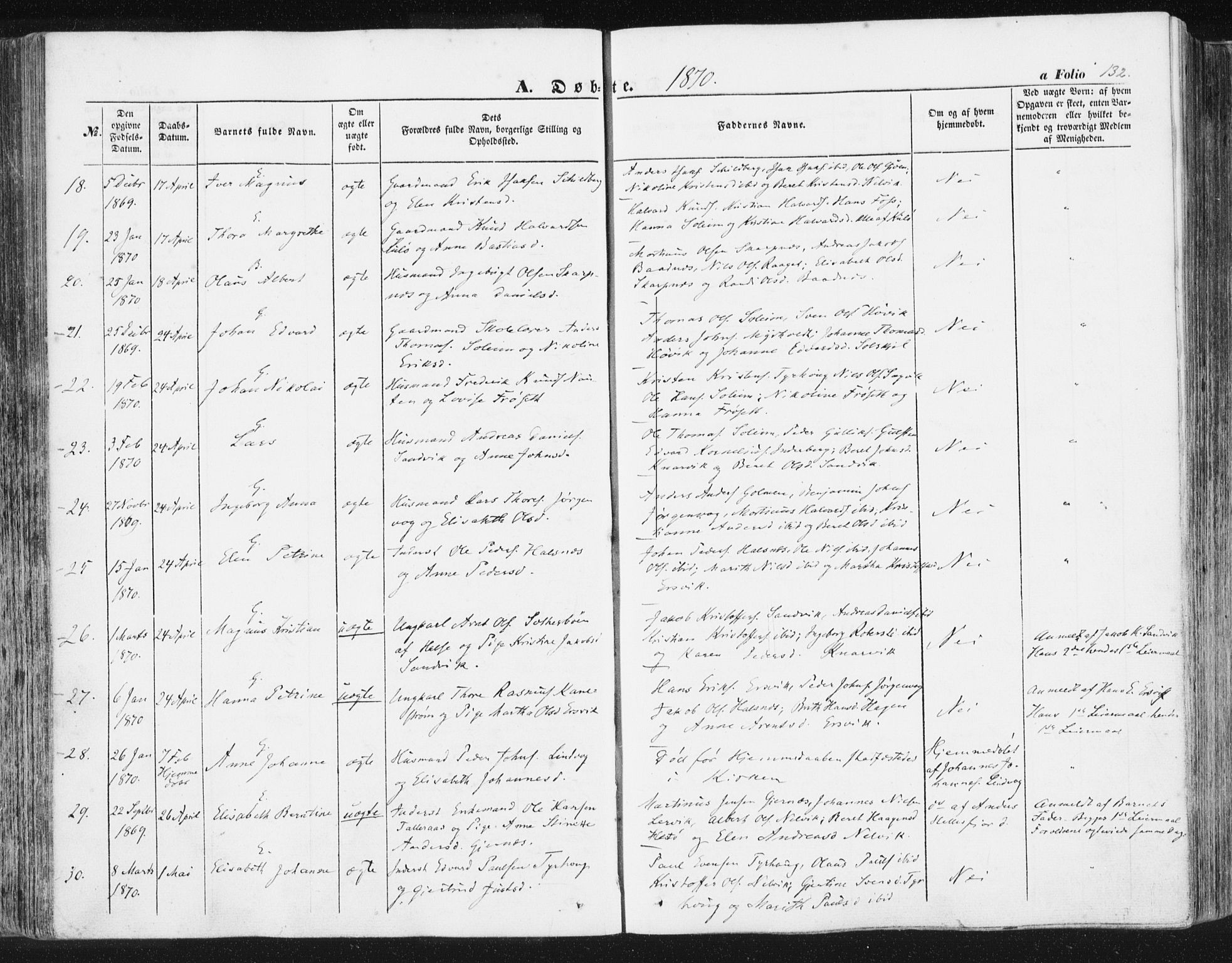 Ministerialprotokoller, klokkerbøker og fødselsregistre - Møre og Romsdal, SAT/A-1454/581/L0937: Ministerialbok nr. 581A05, 1853-1872, s. 132