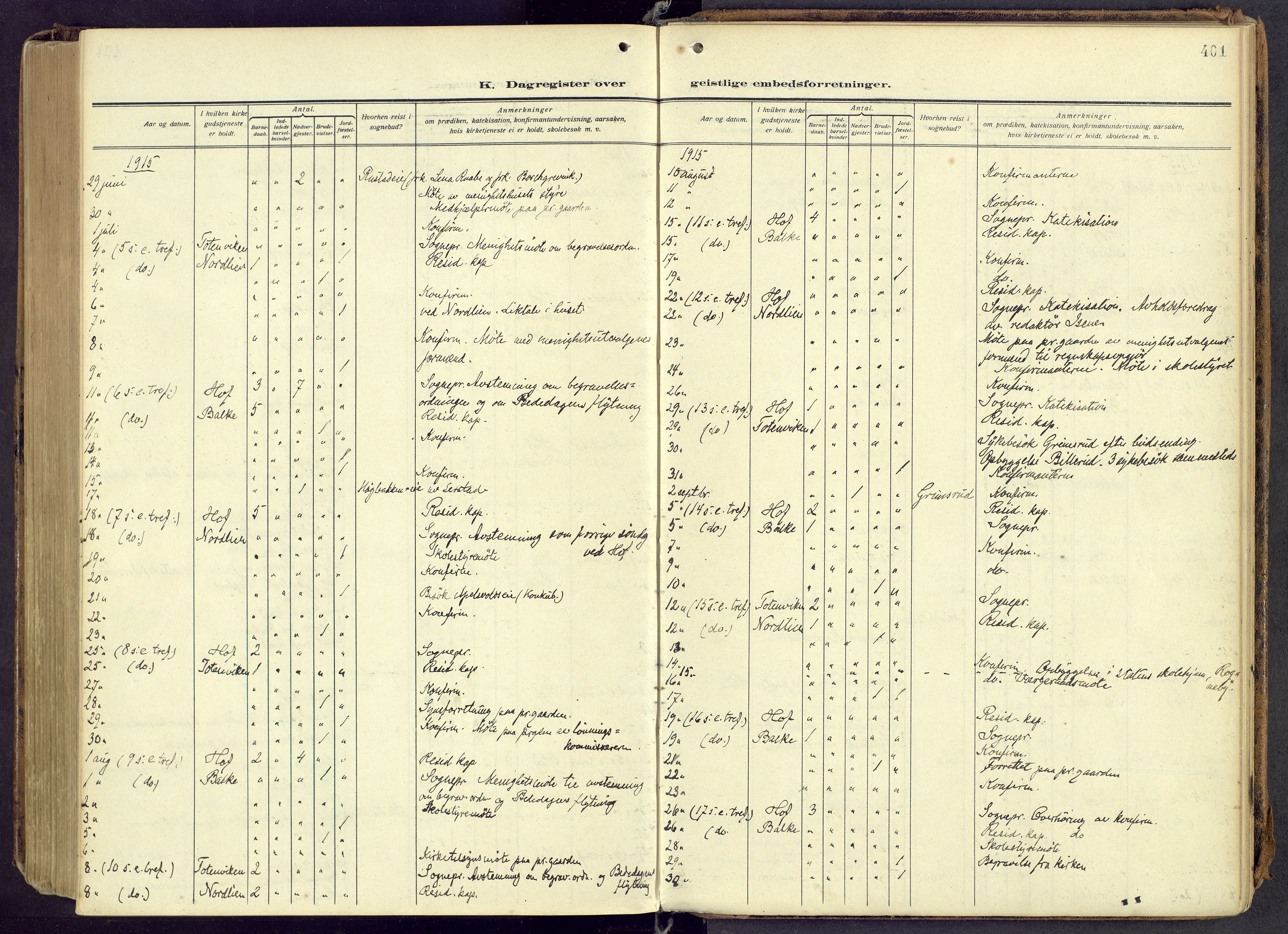 Østre Toten prestekontor, AV/SAH-PREST-104/H/Ha/Haa/L0010: Ministerialbok nr. 10, 1910-1920, s. 401