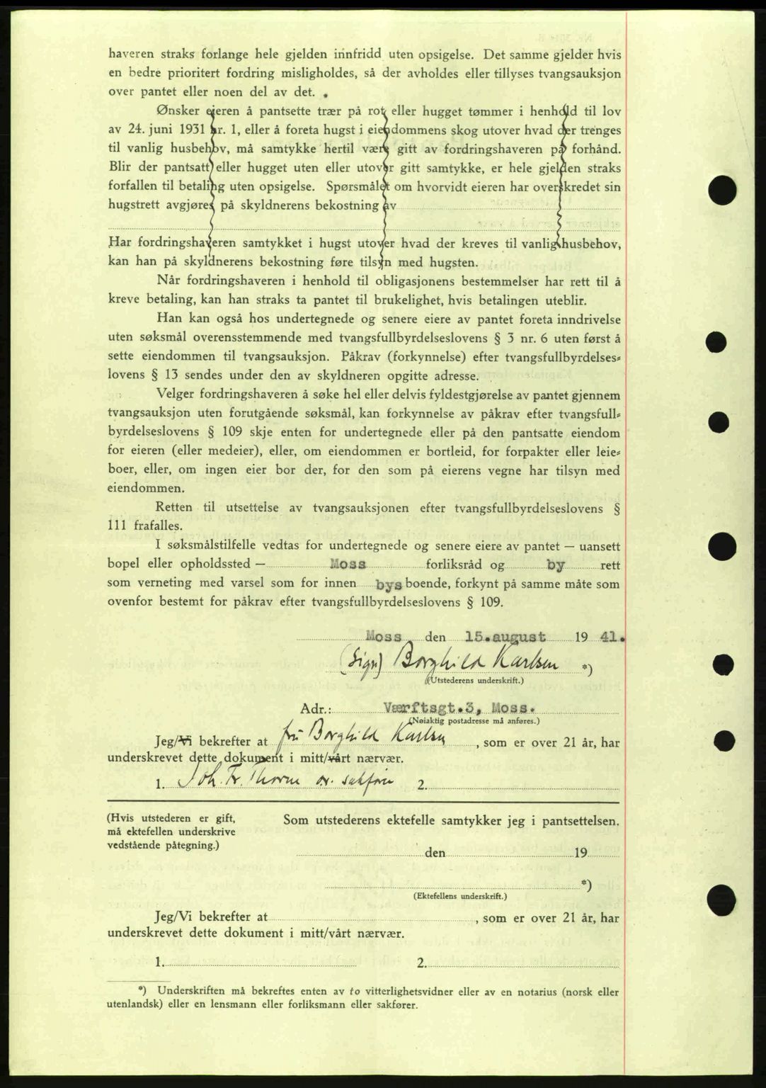 Moss sorenskriveri, AV/SAO-A-10168: Pantebok nr. B11, 1941-1942, Dagboknr: 1529/1941