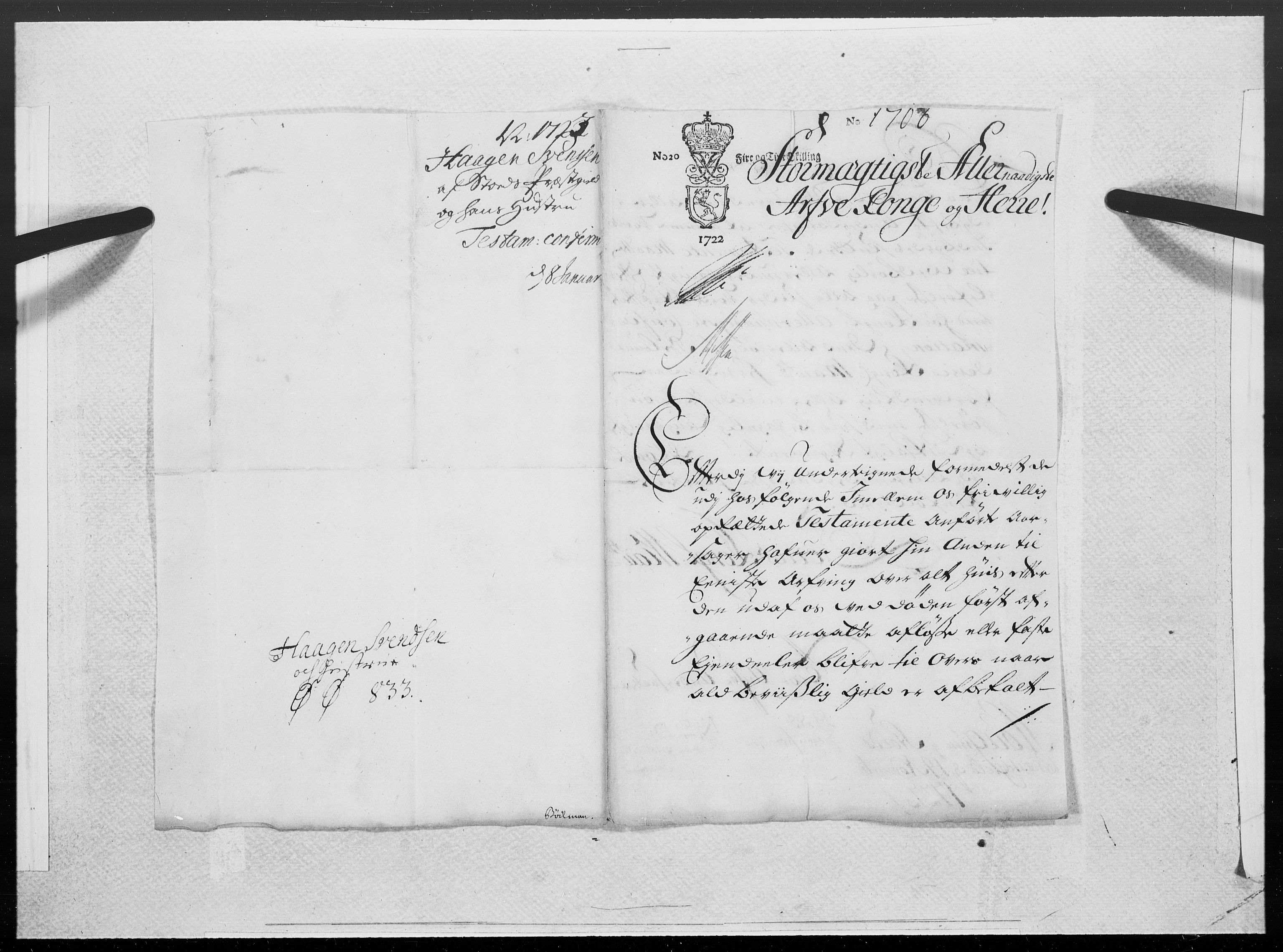 Danske Kanselli 1572-1799, RA/EA-3023/F/Fc/Fcc/Fcca/L0092: Norske innlegg 1572-1799, 1723, s. 2