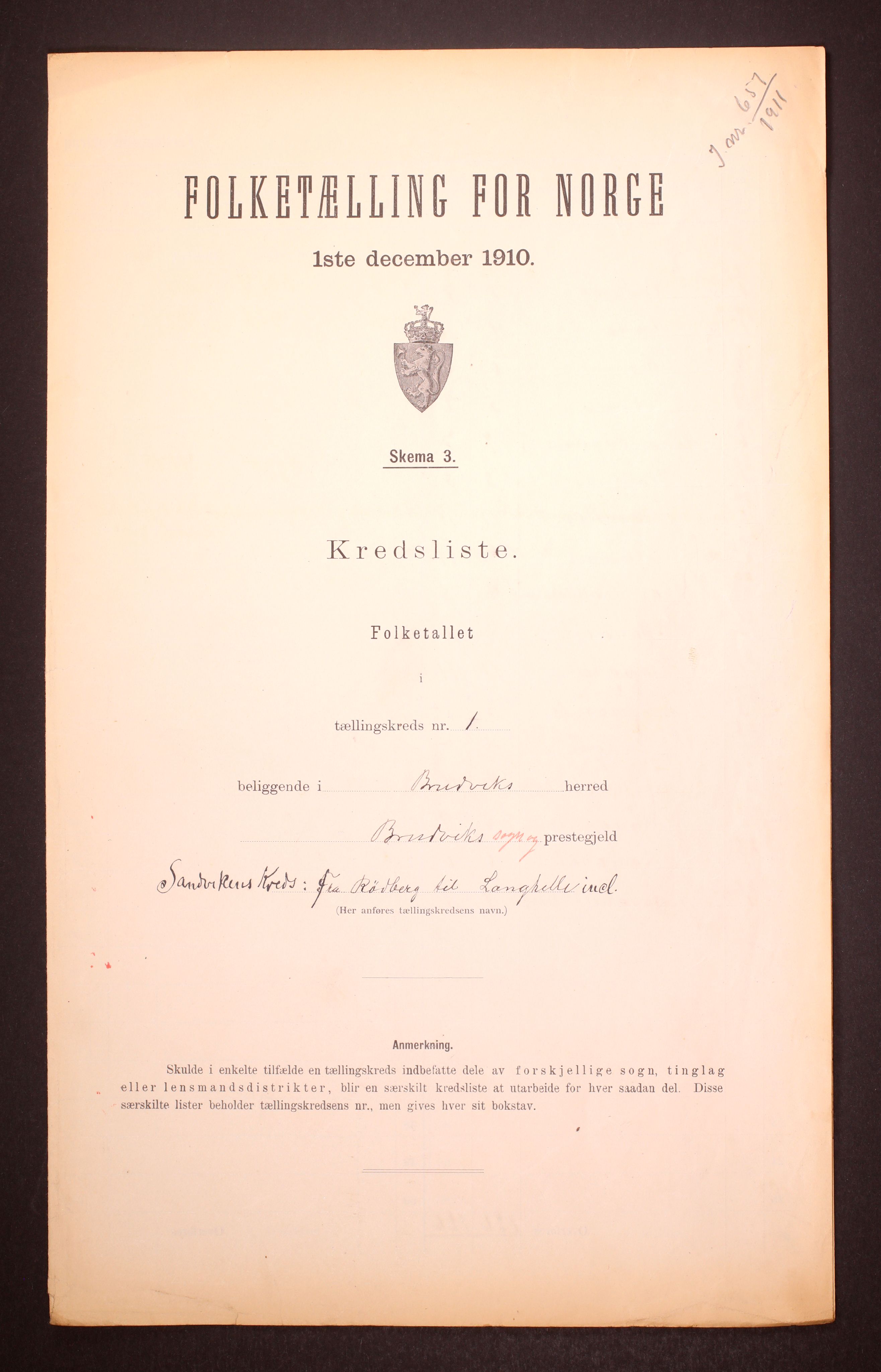 RA, Folketelling 1910 for 1251 Bruvik herred, 1910, s. 4