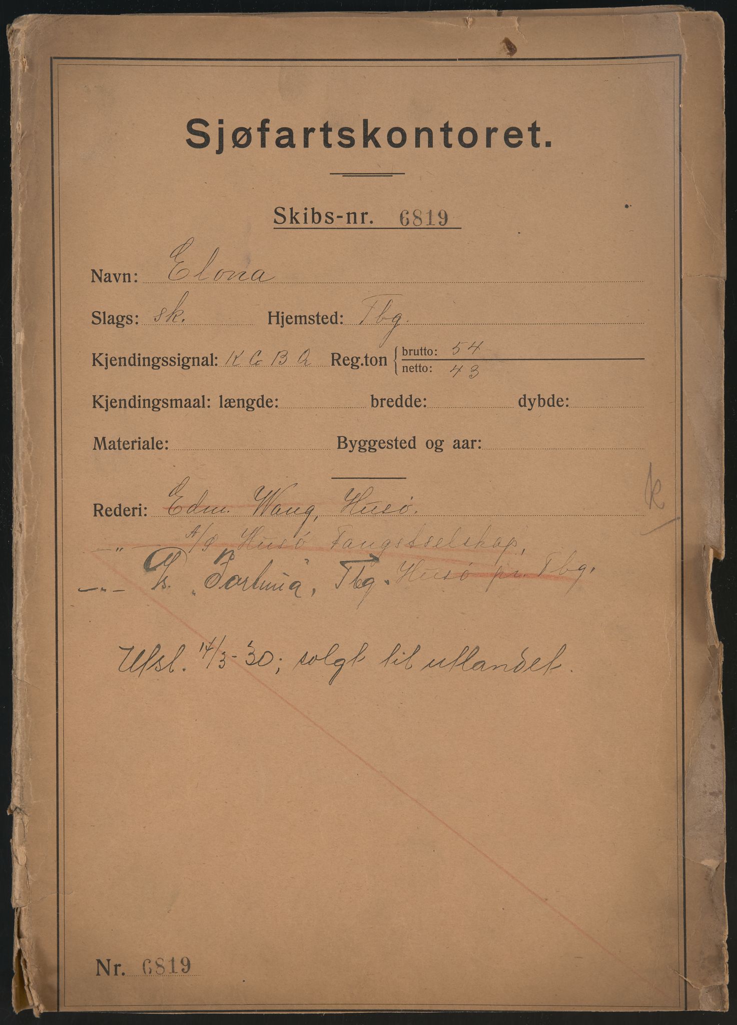 Sjøfartsdirektoratet med forløpere, skipsmapper slettede skip, RA/S-4998/F/Fa/L0292: --, 1869-1930, s. 2