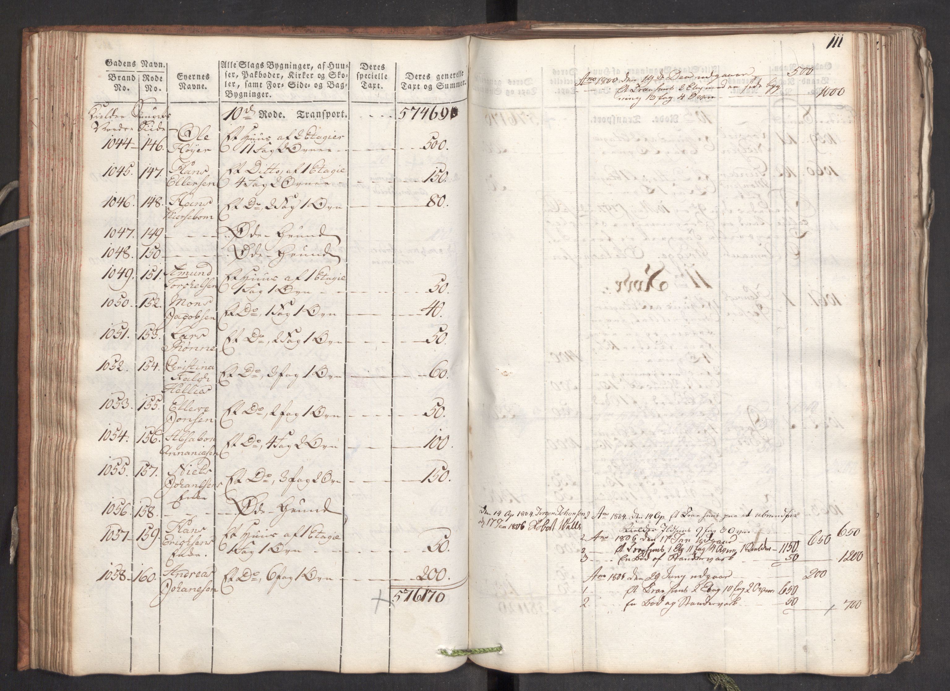 Kommersekollegiet, Brannforsikringskontoret 1767-1814, RA/EA-5458/F/Fa/L0006/0001: Bergen / Branntakstprotokoll, 1797, s. 111
