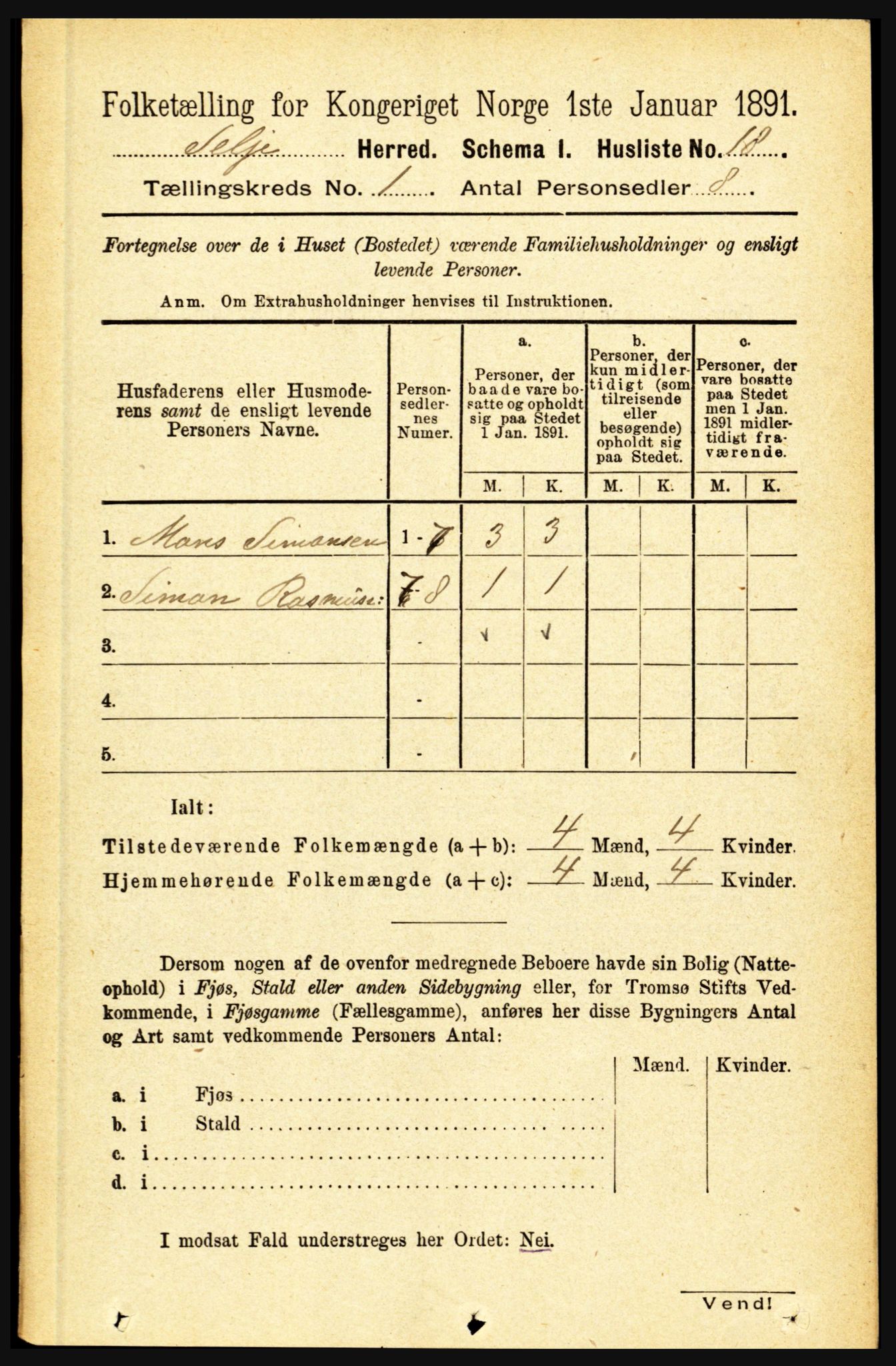 RA, Folketelling 1891 for 1441 Selje herred, 1891, s. 57