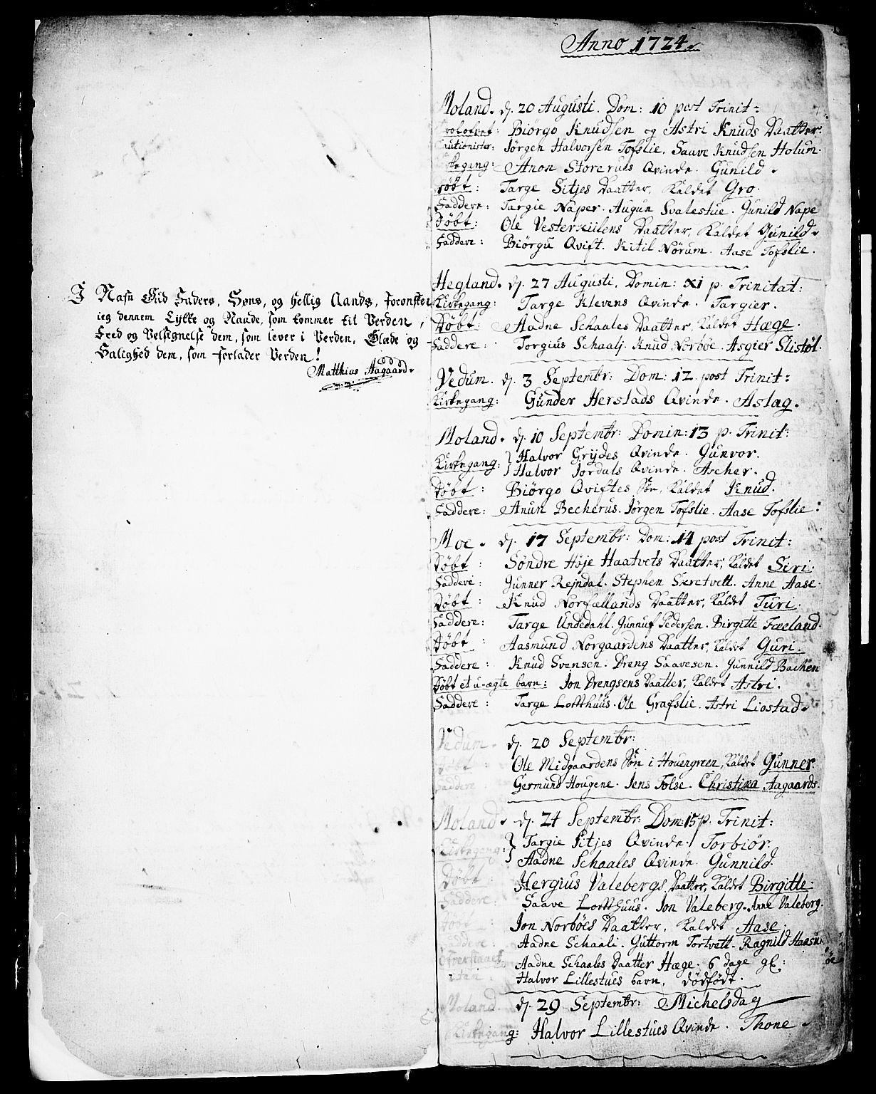 Fyresdal kirkebøker, AV/SAKO-A-263/F/Fa/L0001: Ministerialbok nr. I 1, 1724-1748, s. 2