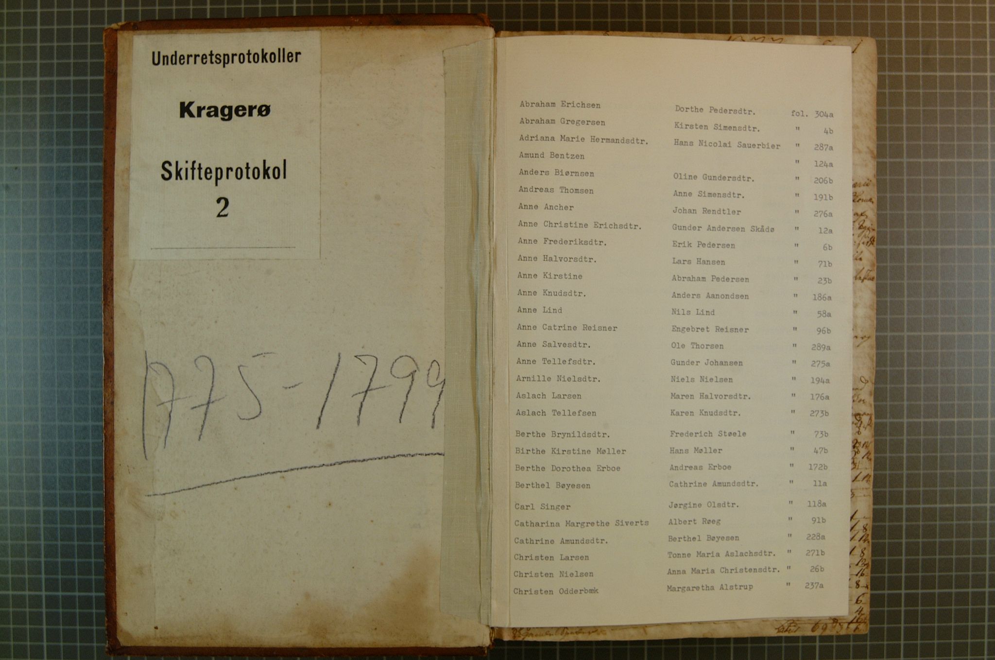 Kragerø byfogd, SAKO/A-215/H/Hb/L0002: Skifteprotokoll, 1775-1799