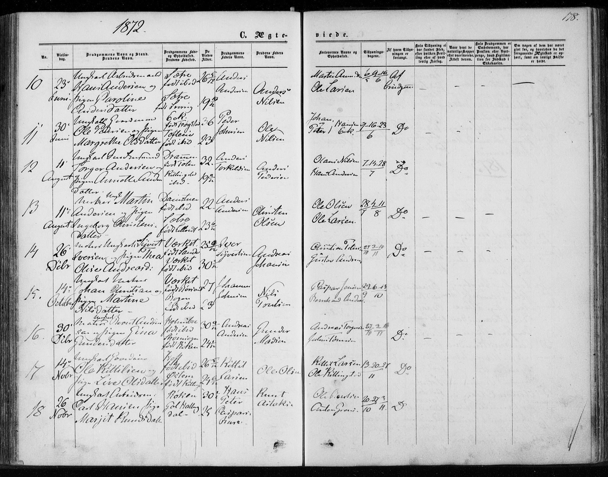 Hurum kirkebøker, AV/SAKO-A-229/F/Fa/L0012: Ministerialbok nr. 12, 1861-1875, s. 178
