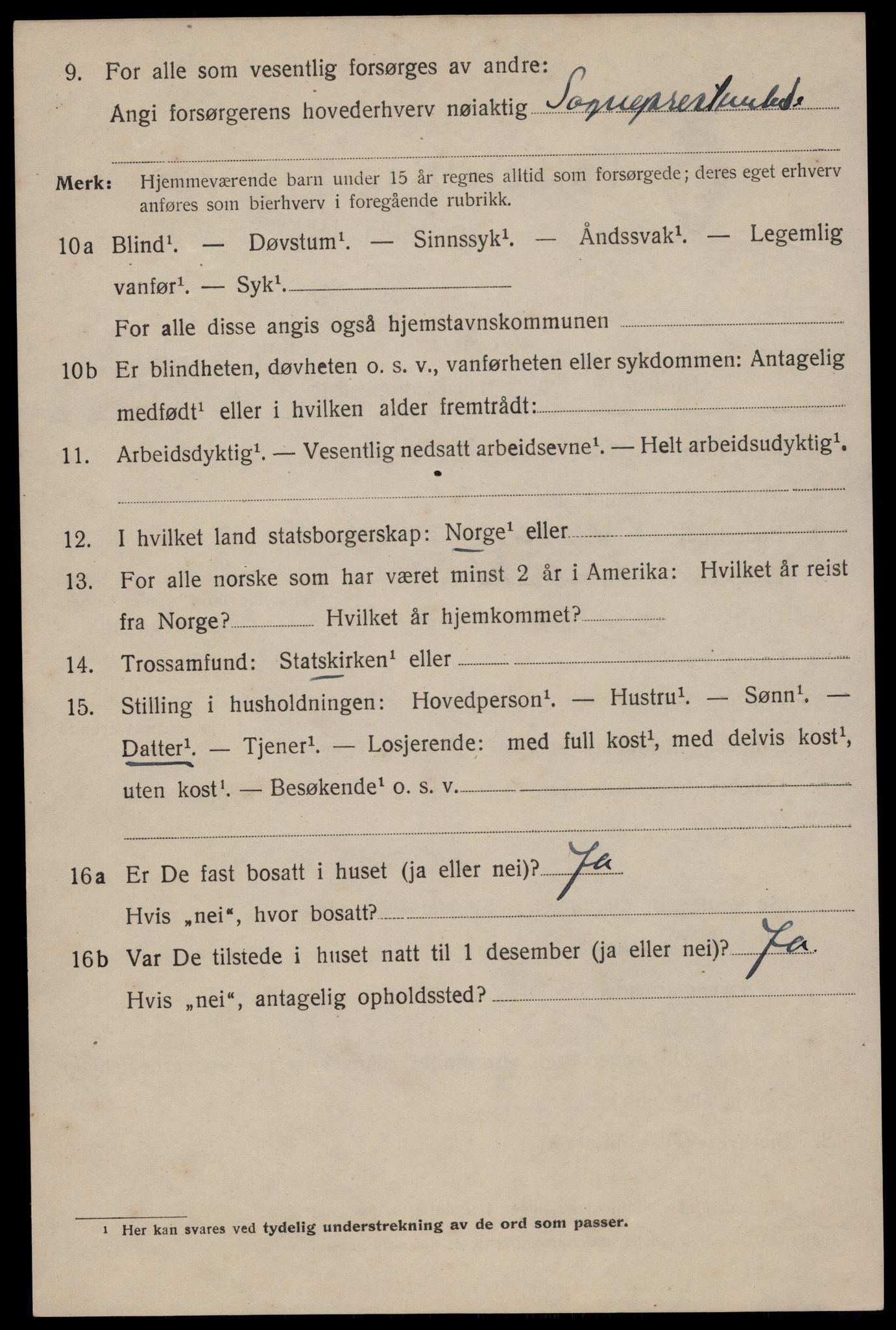 SAST, Folketelling 1920 for 1102 Sandnes ladested, 1920, s. 5419