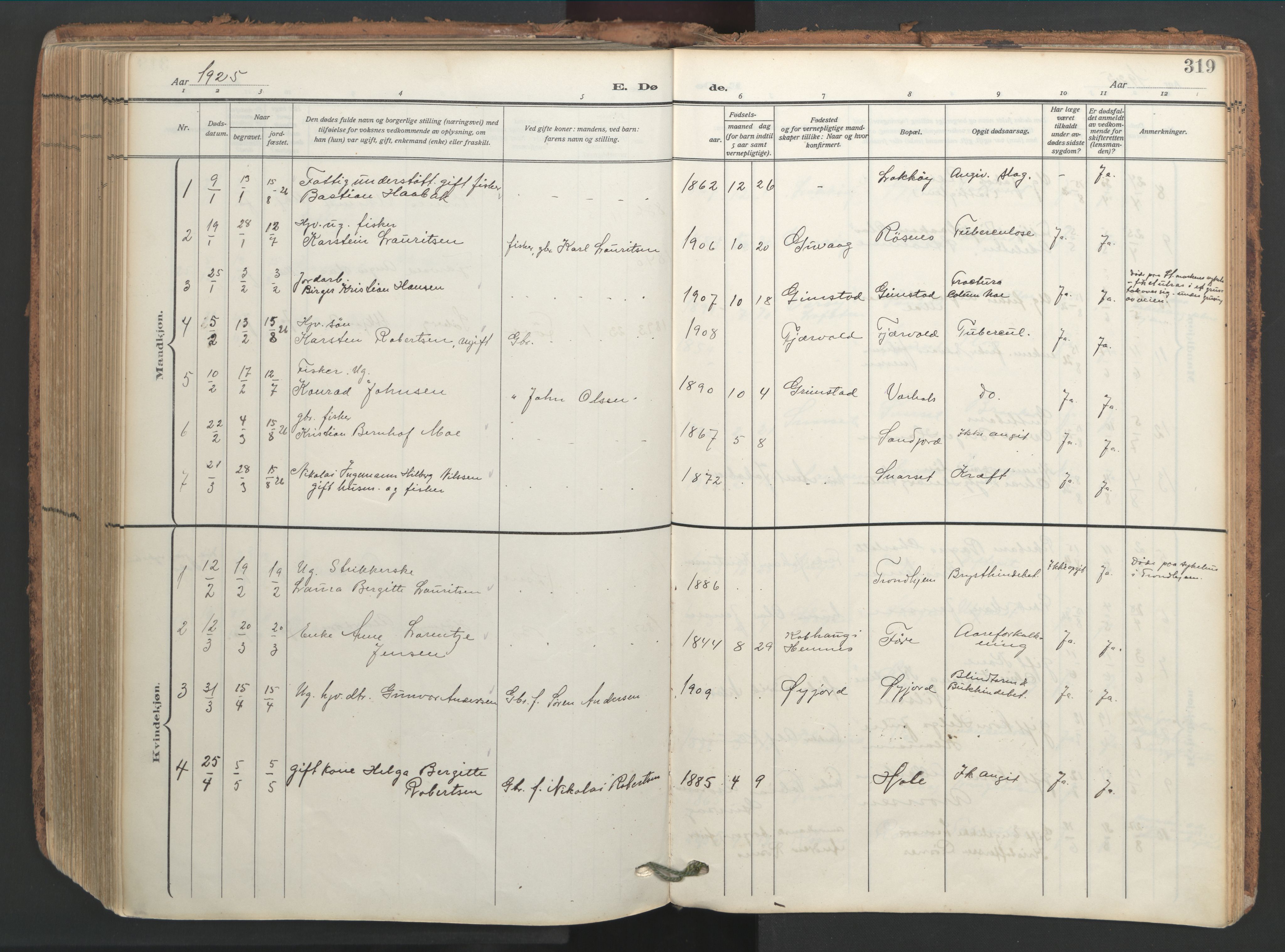 Ministerialprotokoller, klokkerbøker og fødselsregistre - Nordland, AV/SAT-A-1459/891/L1306: Ministerialbok nr. 891A11, 1911-1927, s. 319