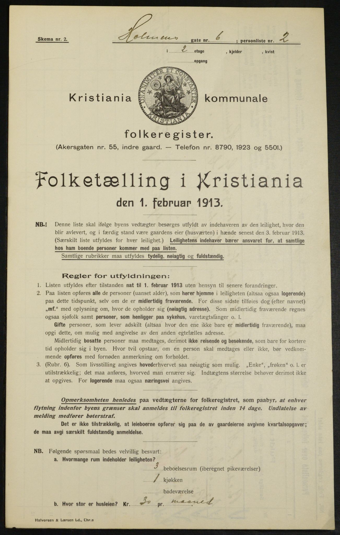 OBA, Kommunal folketelling 1.2.1913 for Kristiania, 1913, s. 40692